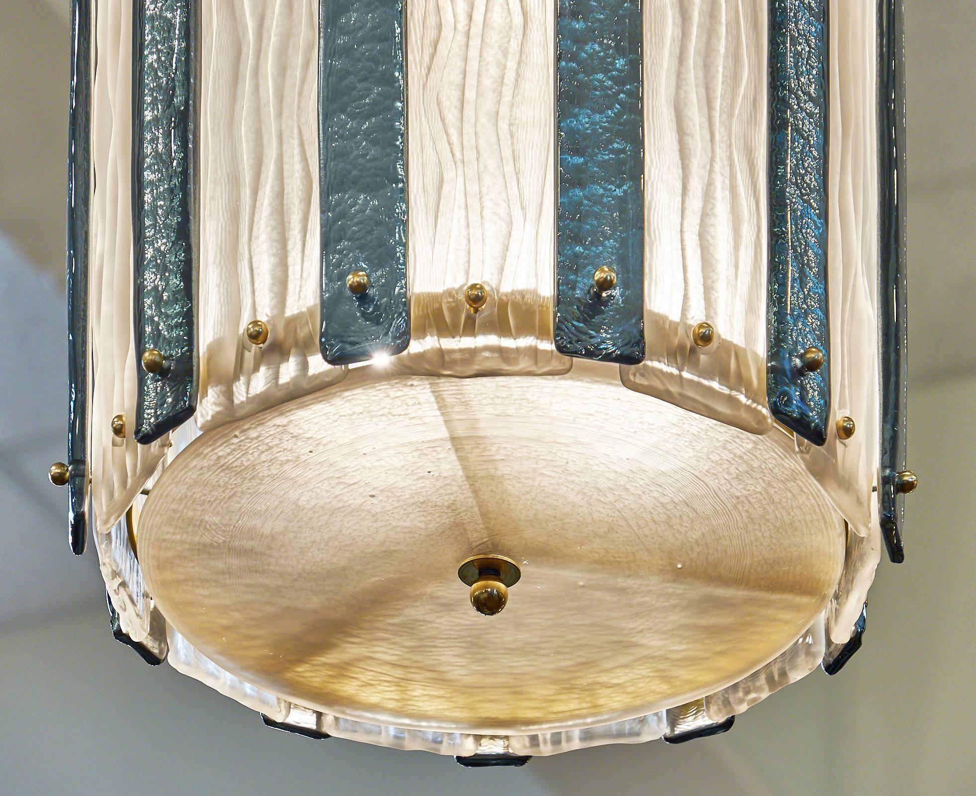 Murano Glass Teal Italian Lantern For Sale 3
