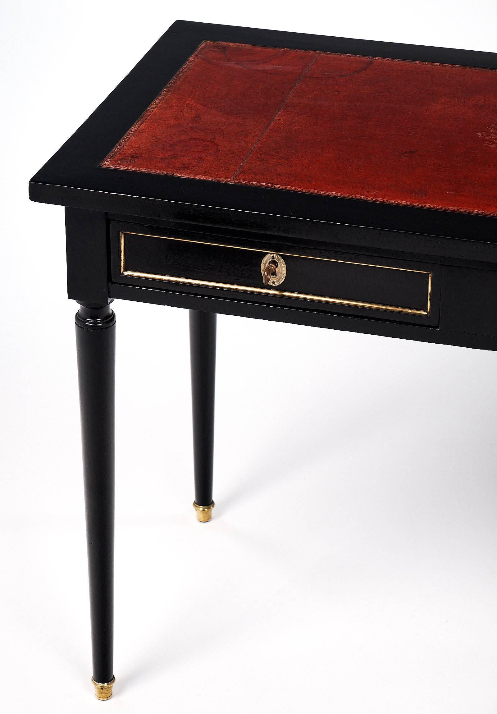 Louis XVI Style French Antique Ebonized Desk In Excellent Condition In Austin, TX
