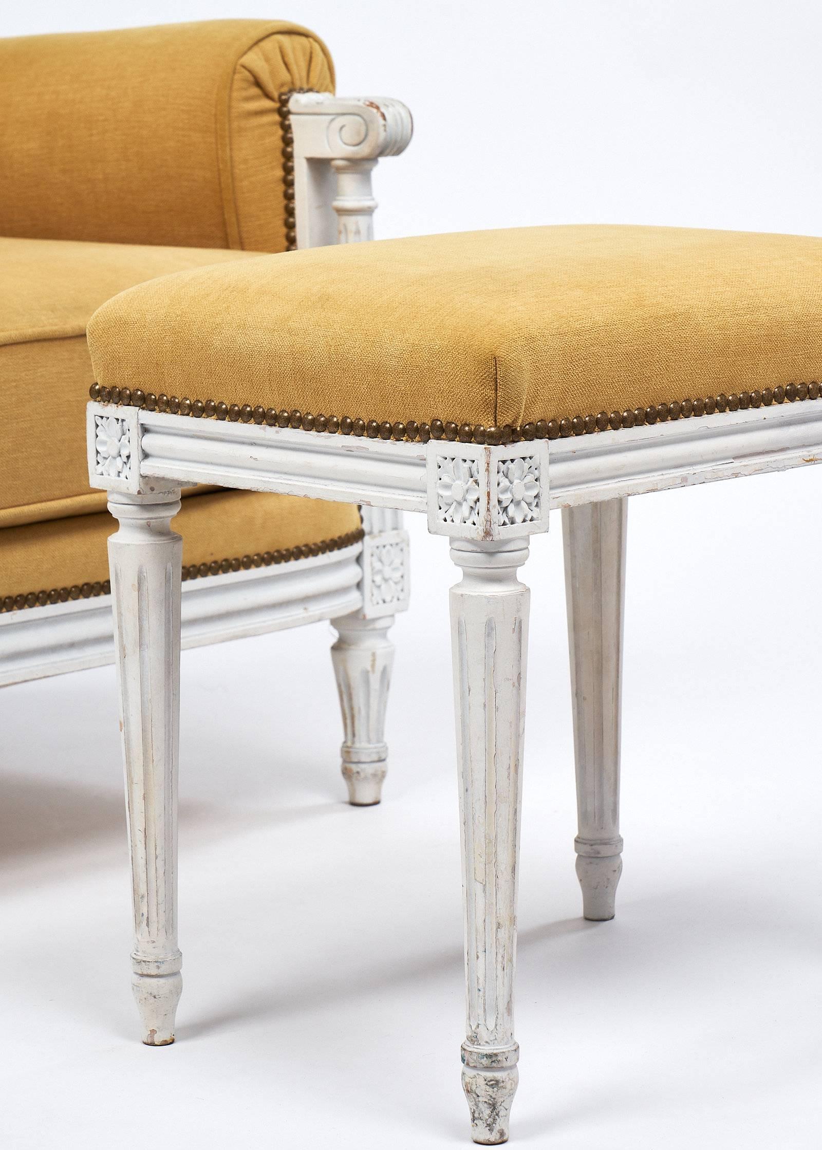 French Louis XVI Style Bergéres with Footstools 2