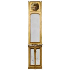 Louis XVI Style Antique French Trumeau with Console 2