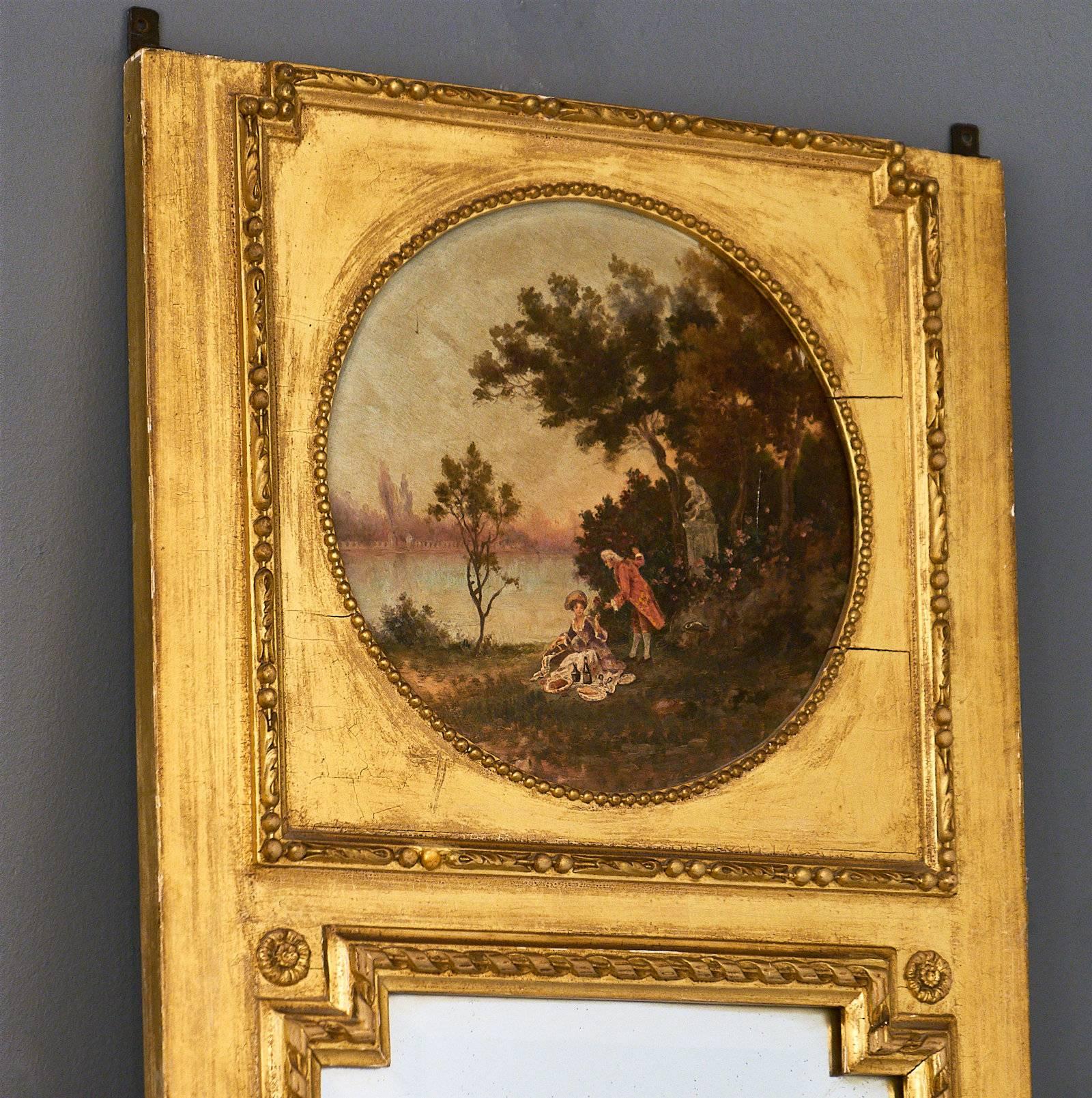 Français  Antique Trumeau français de style Louis XVI avec console en vente