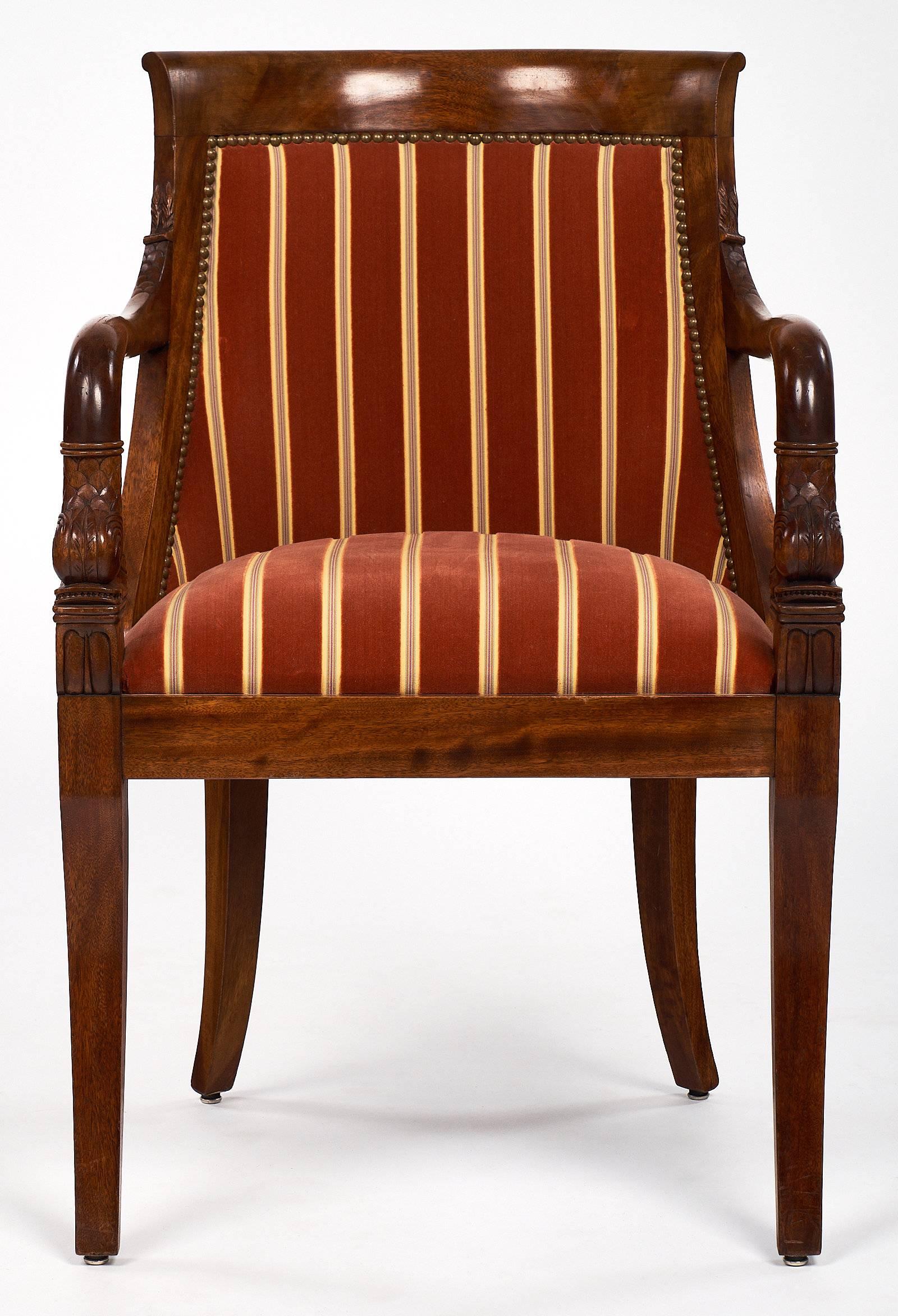 French Antique Empire Style Chairs In Excellent Condition In Austin, TX