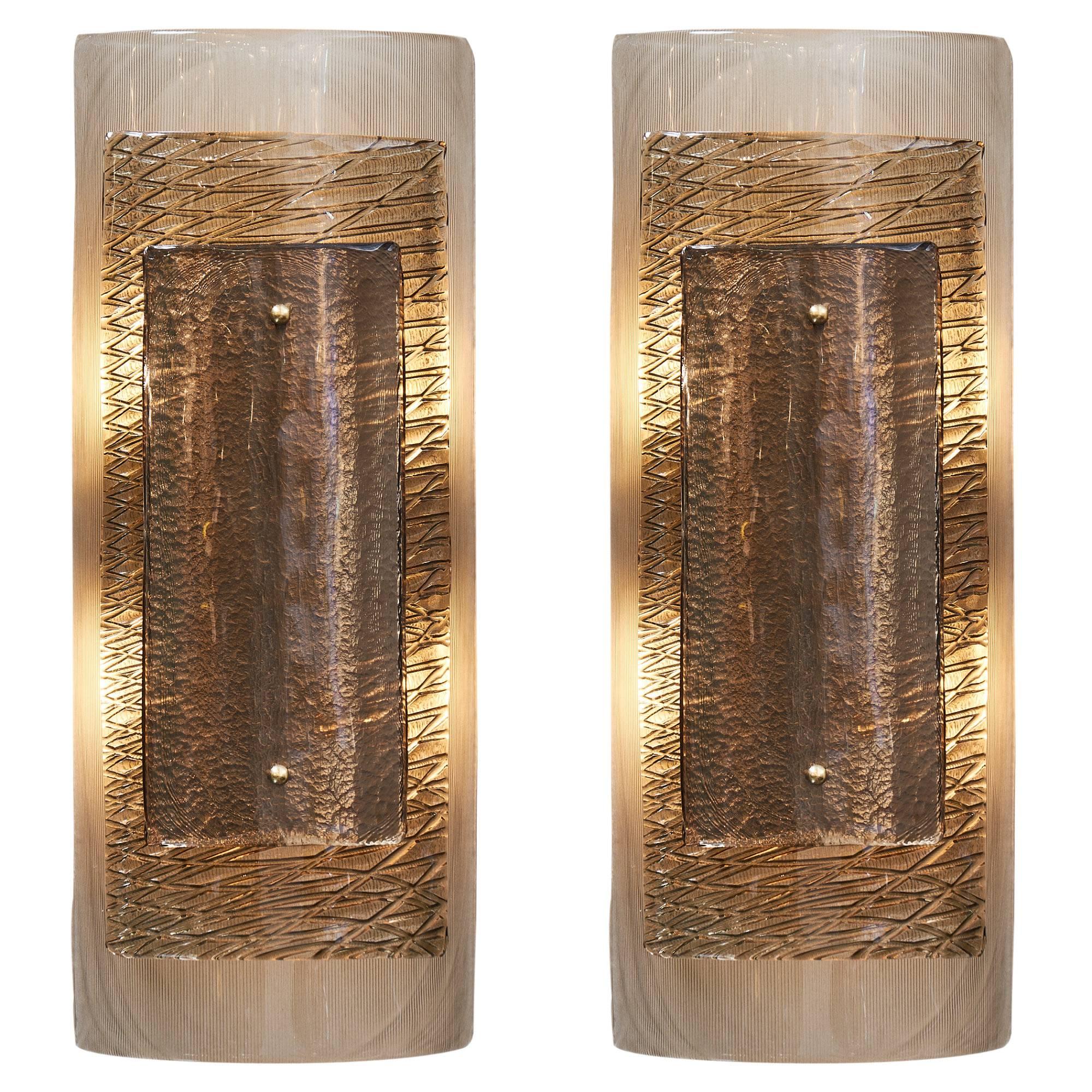 Layered Murano Smoked Glass Sconces