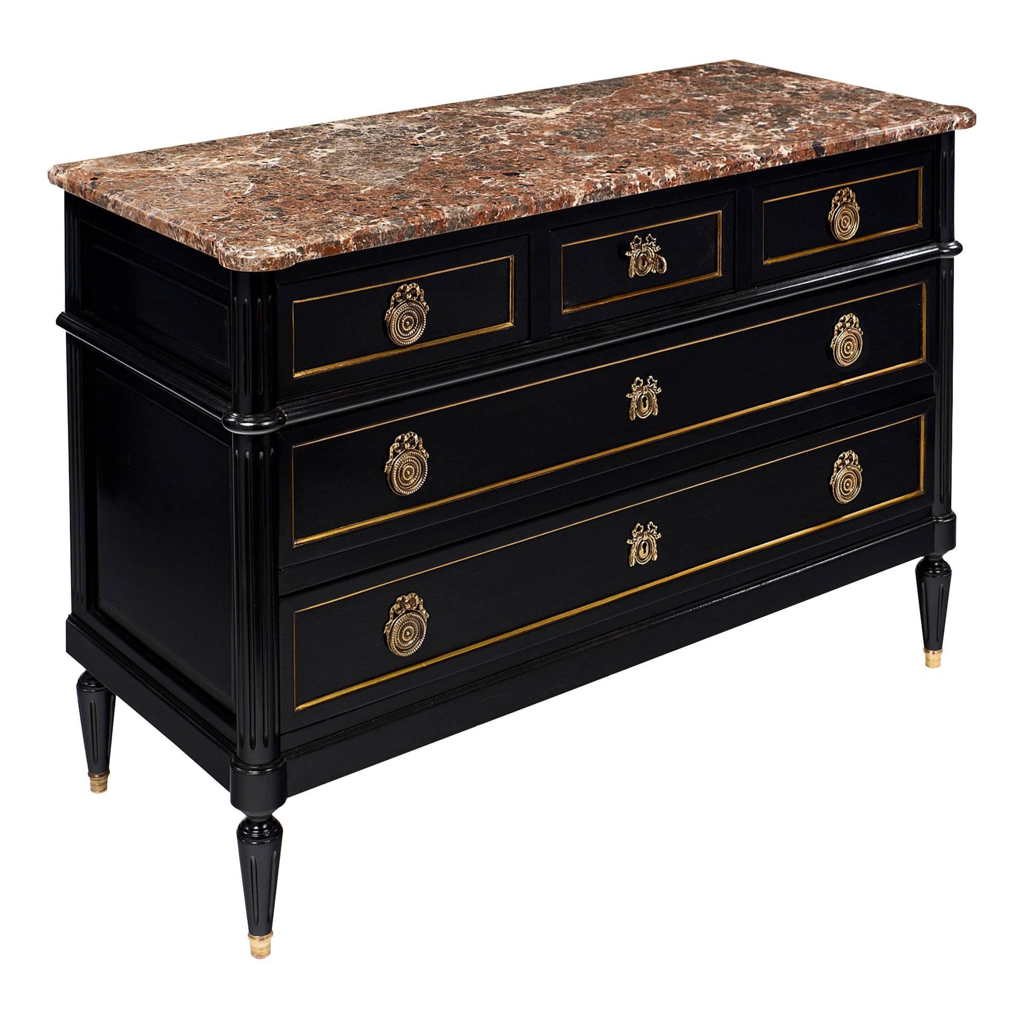Louis XVI Style Antique Chest with Breche Marble Top