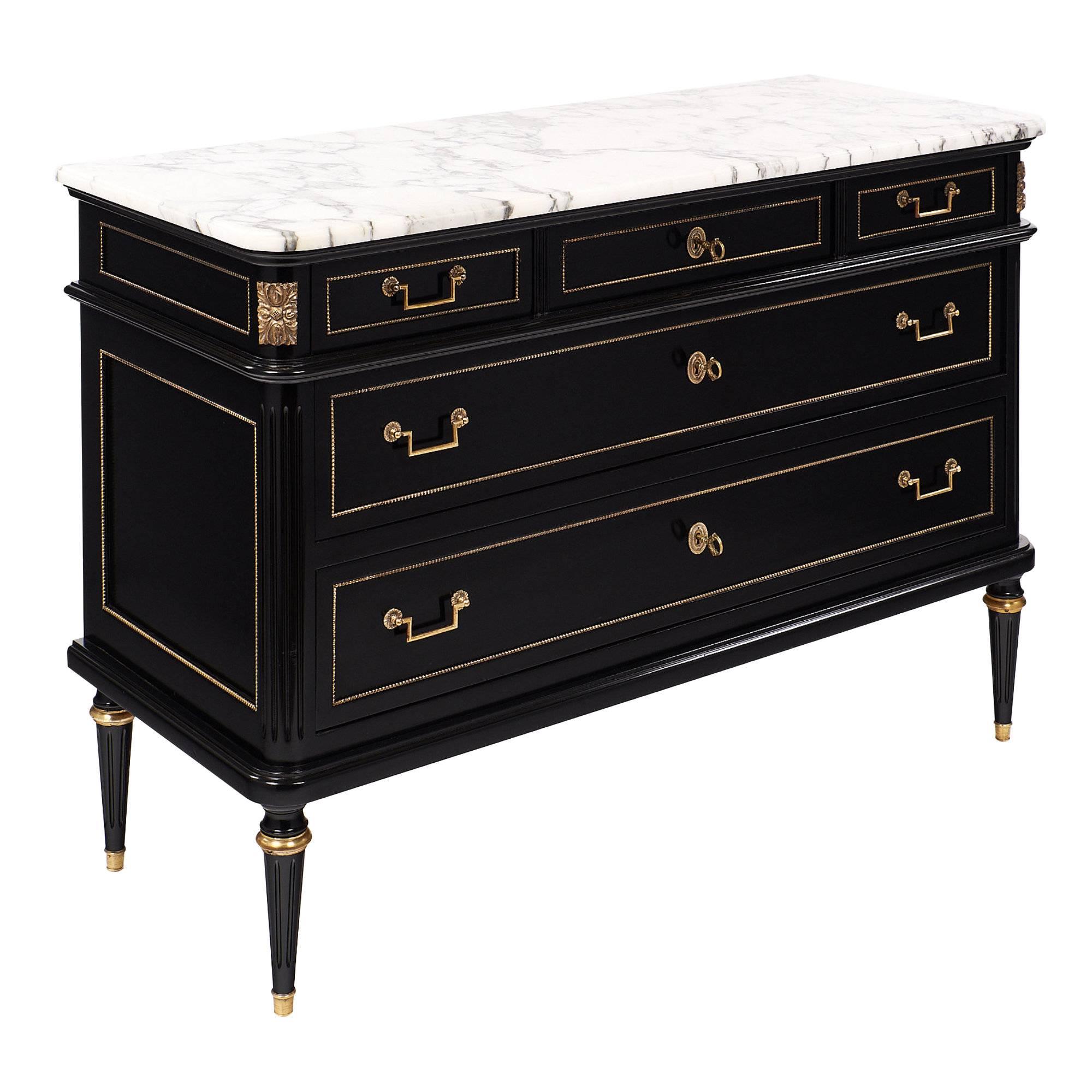 French Antique Louis XVI Style Ebonized Chest