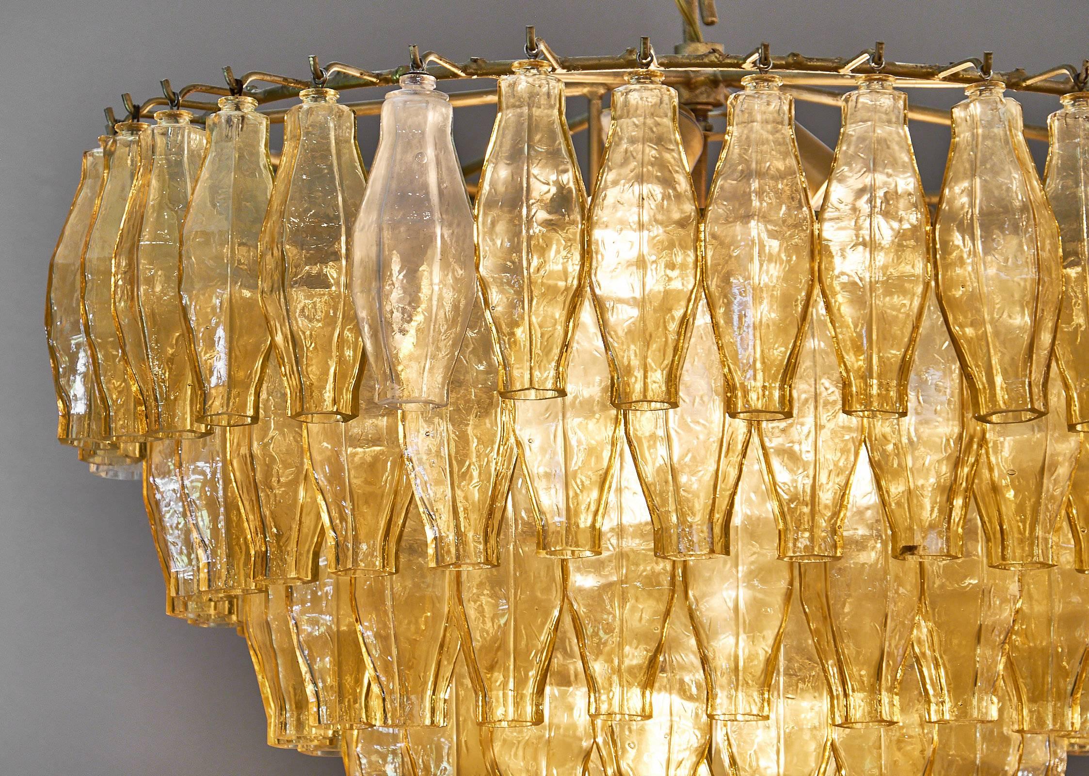 Murano Glass Vintage Chandelier in the Style of Venini In Excellent Condition In Austin, TX