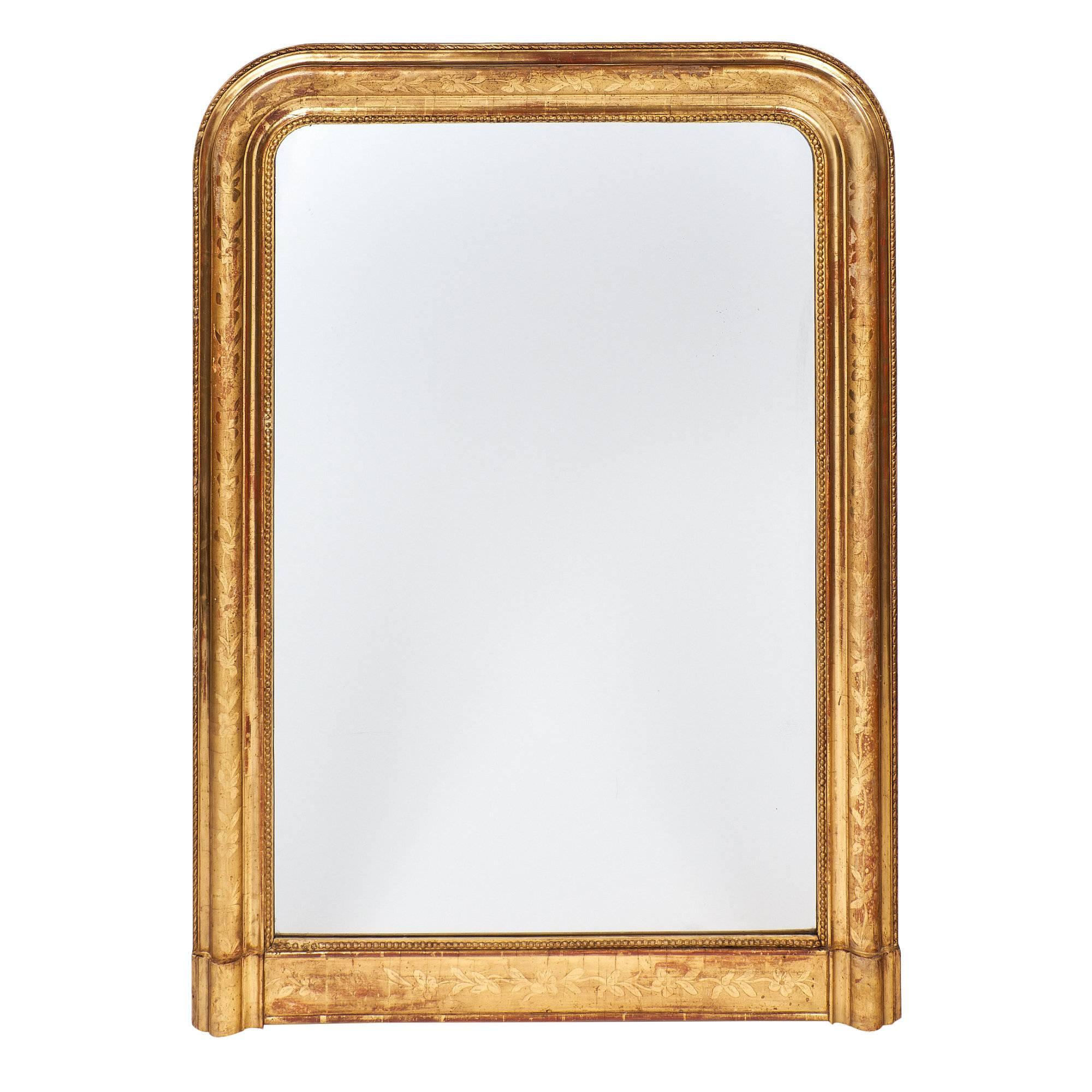   Louis Philippe French Antique Gold Leaf Mirror