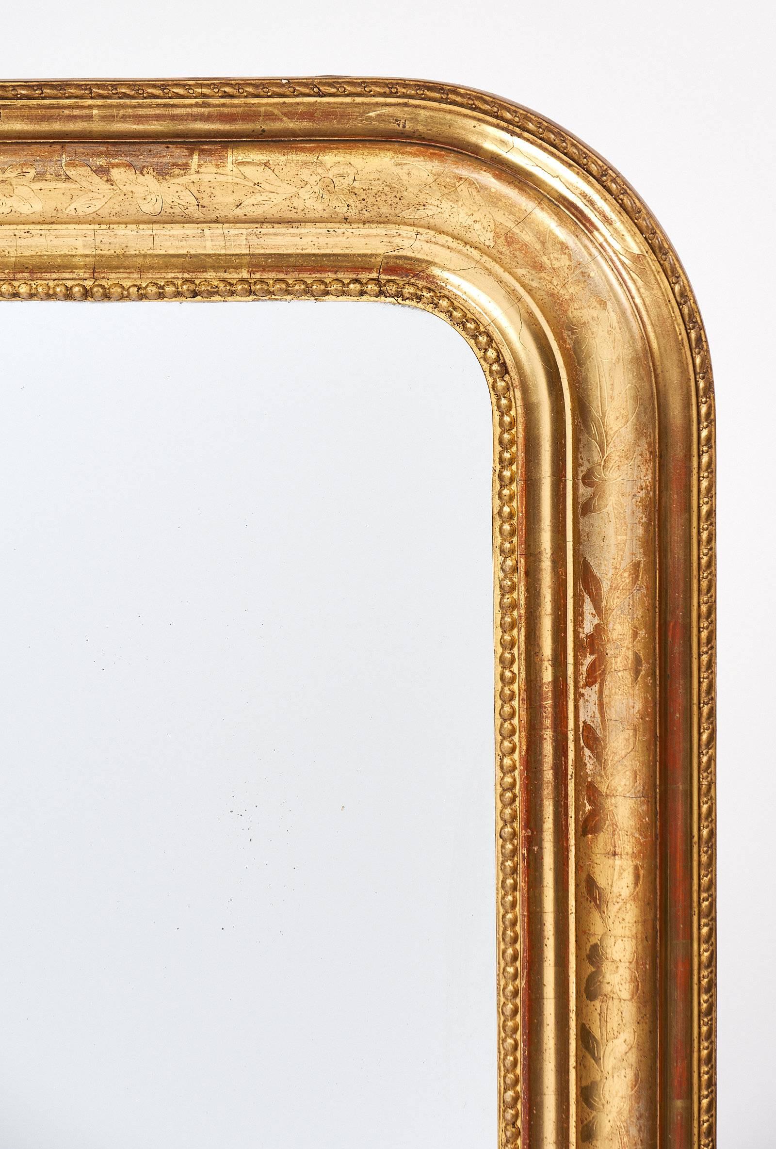   Louis Philippe French Antique Gold Leaf Mirror 2
