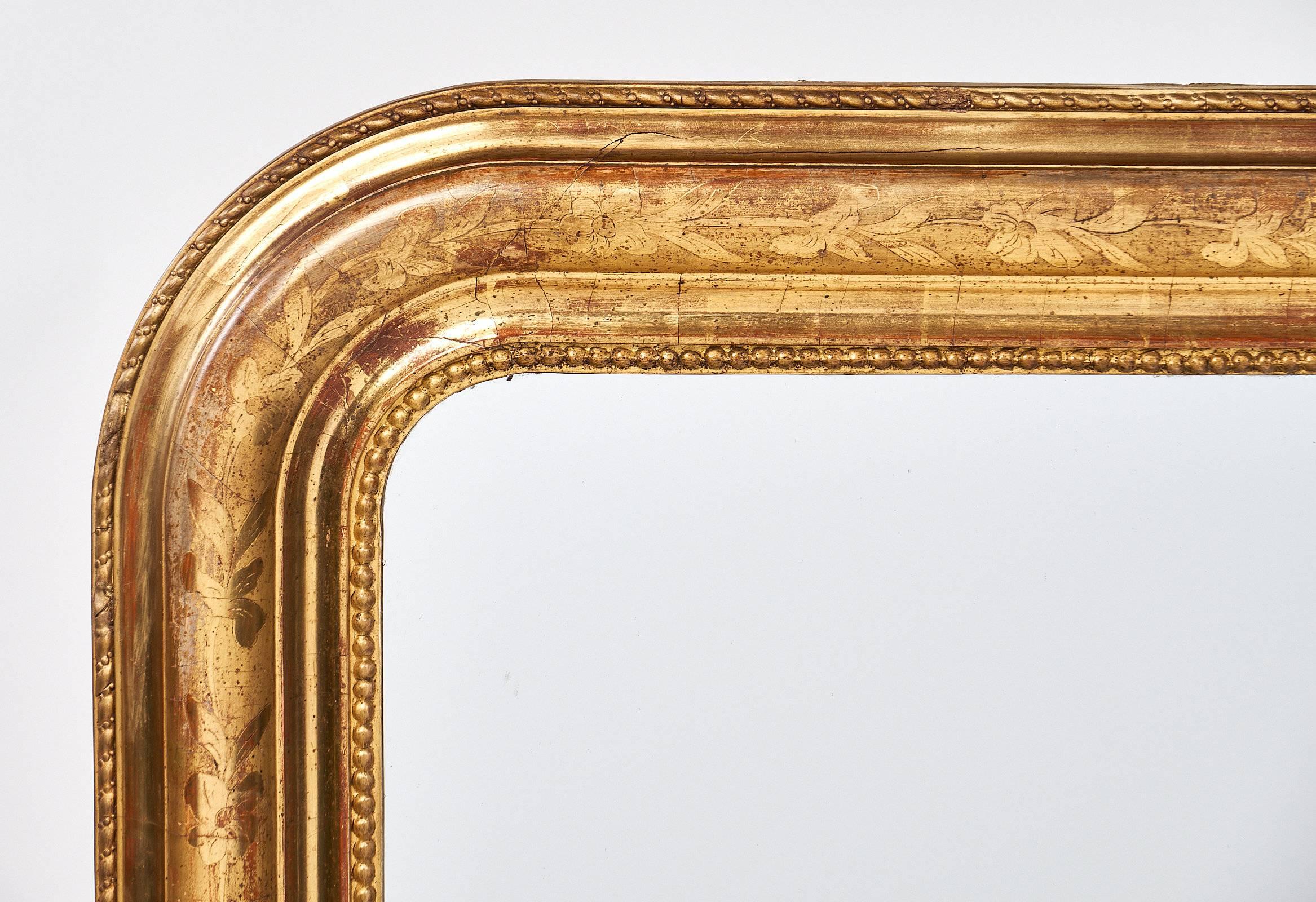   Louis Philippe French Antique Gold Leaf Mirror 1
