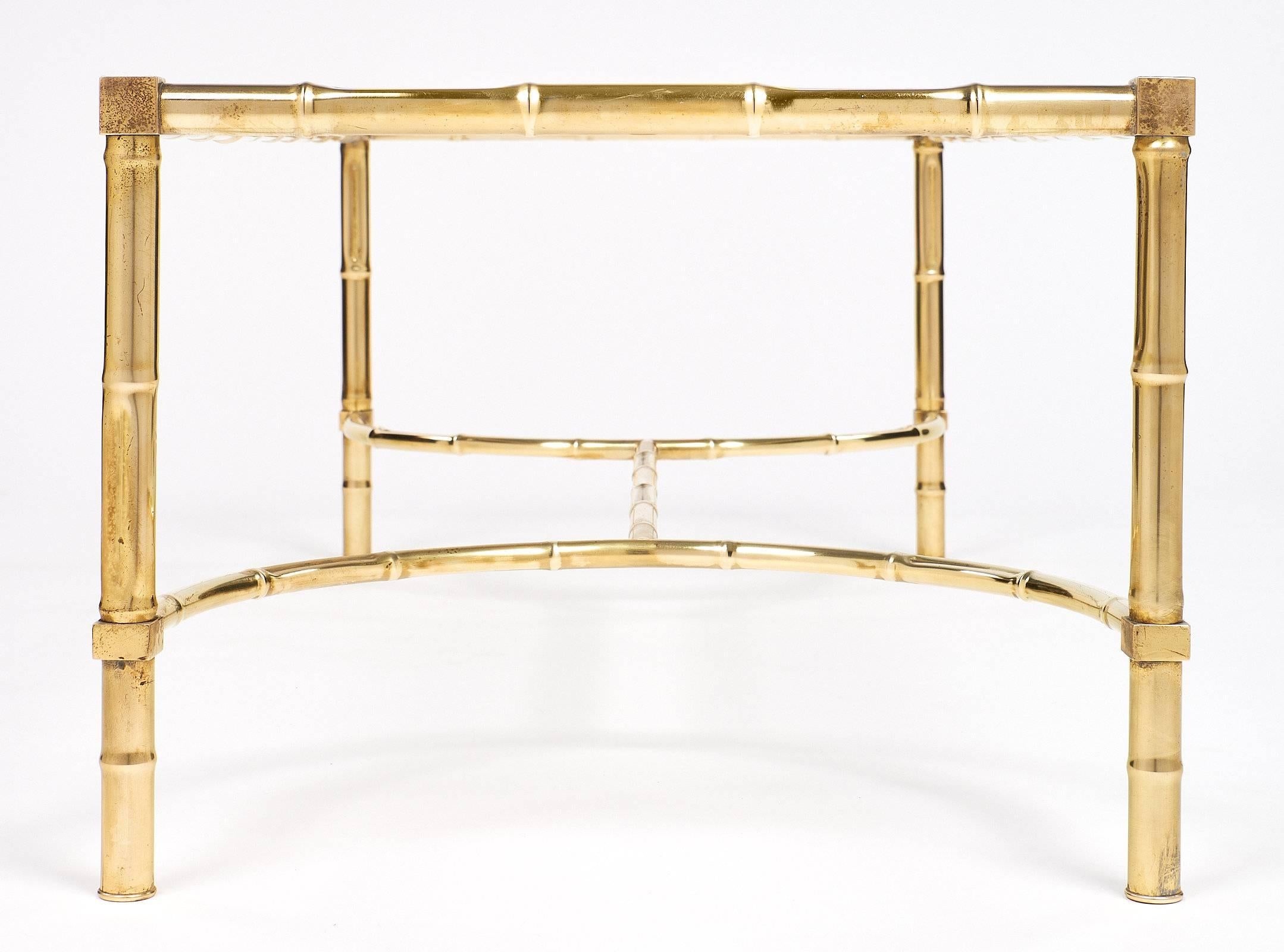 Brass Bamboo Style Coffee Table in the Manner of Maison Baguès 2