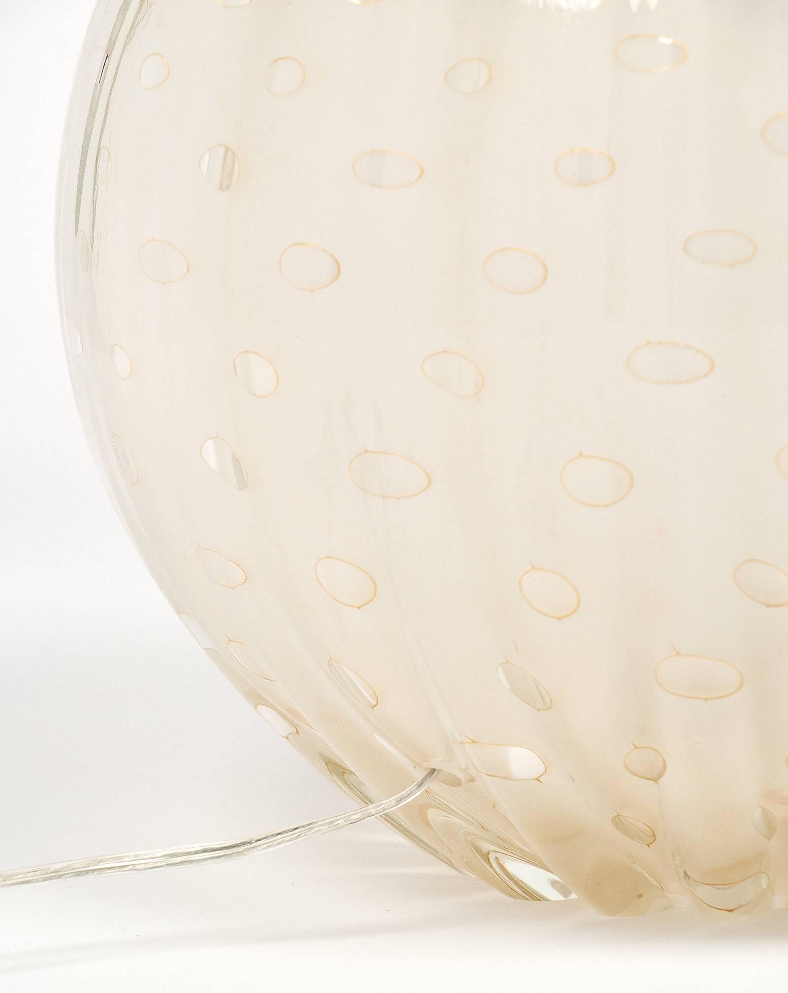 Gold Flecked “Pulegoso” Murano Glass Globe Lamp 3