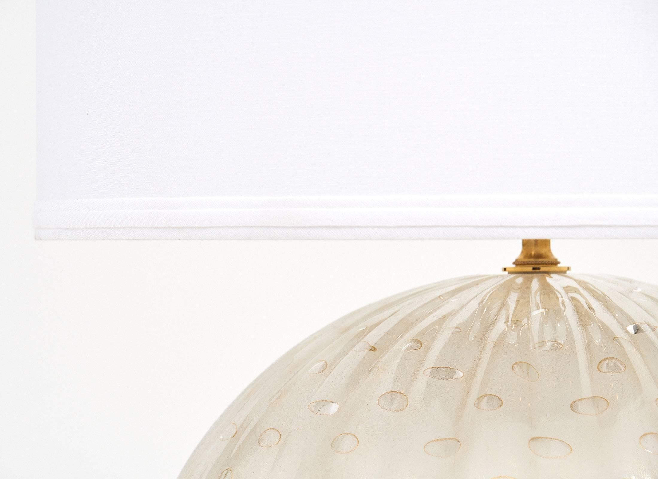 Modern Gold Flecked “Pulegoso” Murano Glass Globe Lamp