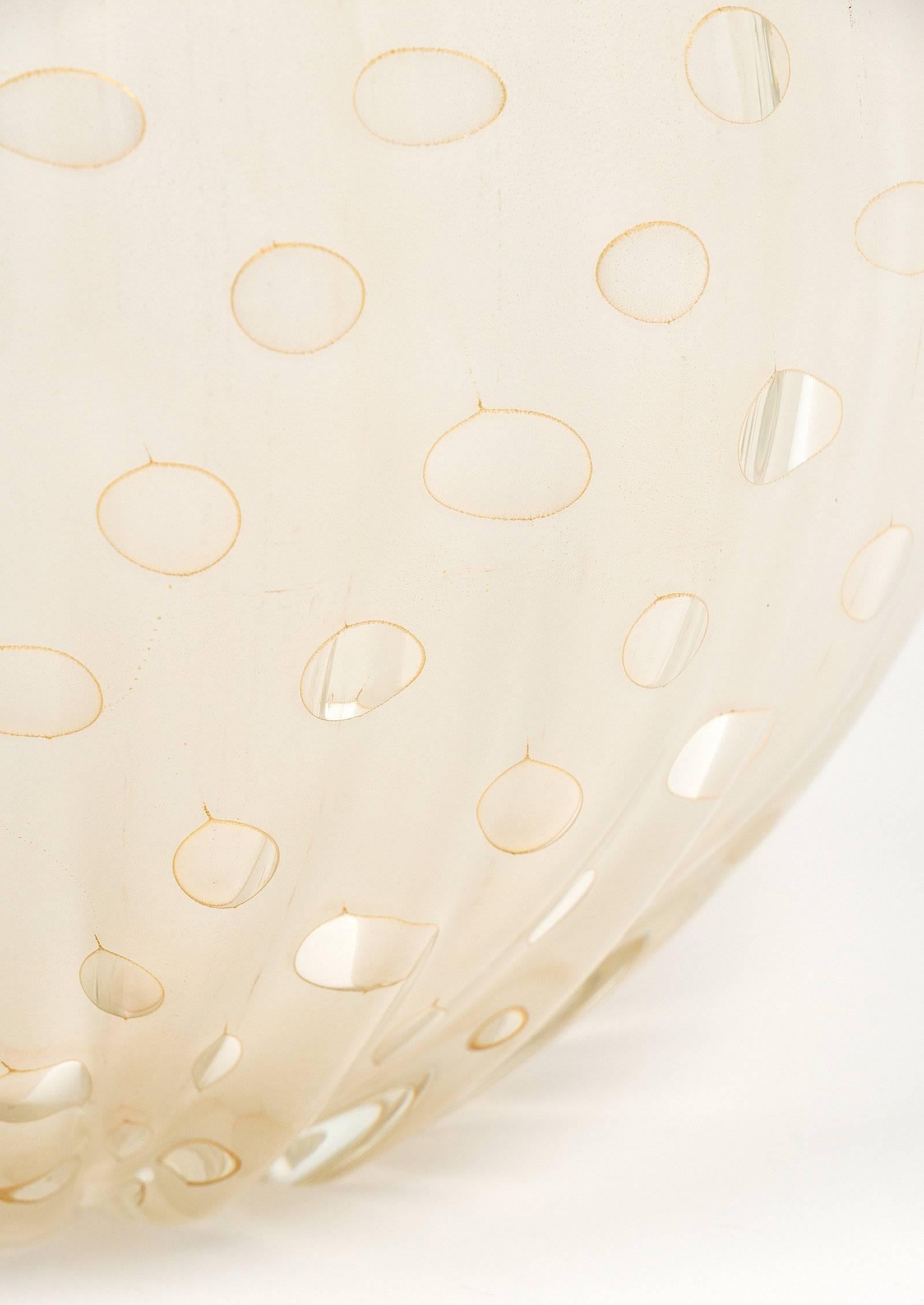 Late 20th Century Gold Flecked “Pulegoso” Murano Glass Globe Lamp
