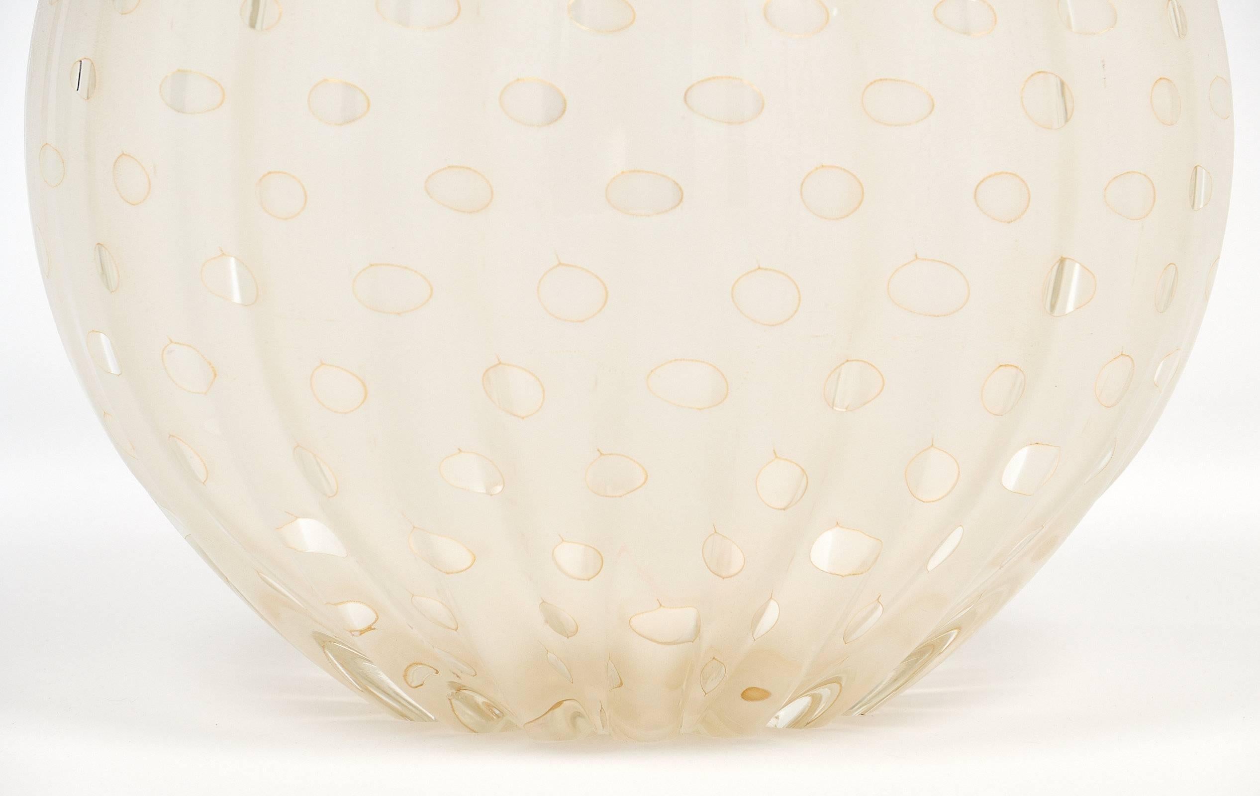 Gold Flecked “Pulegoso” Murano Glass Globe Lamp 2