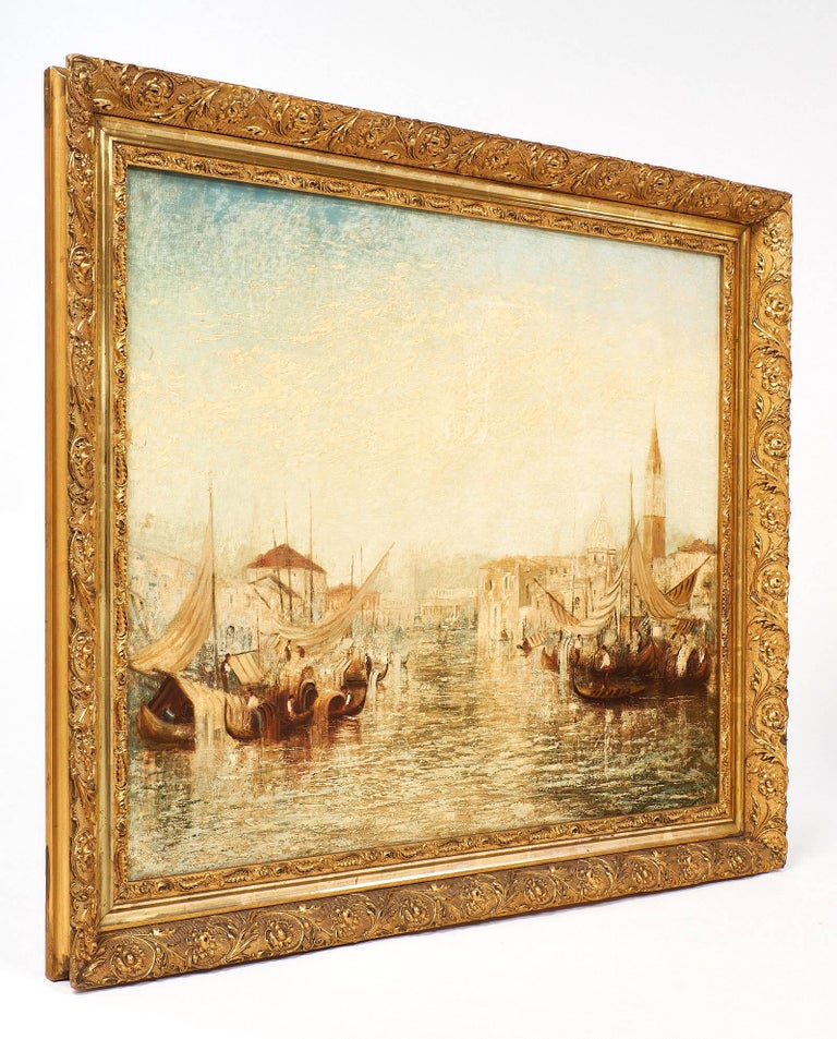 Vintage Italian Oil Painting of Venice In Excellent Condition For Sale In Austin, TX