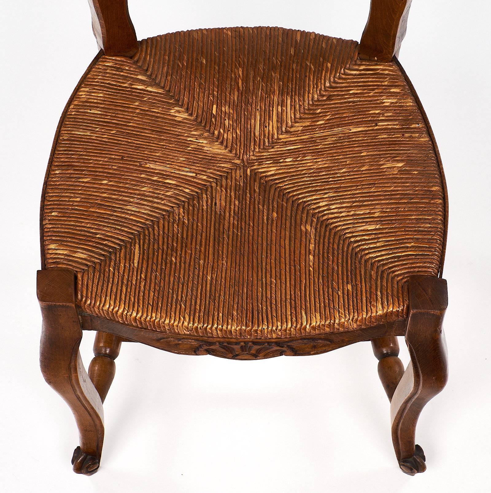 Napoleon III Set of Wicker and Wood French Antique Dining Chairs