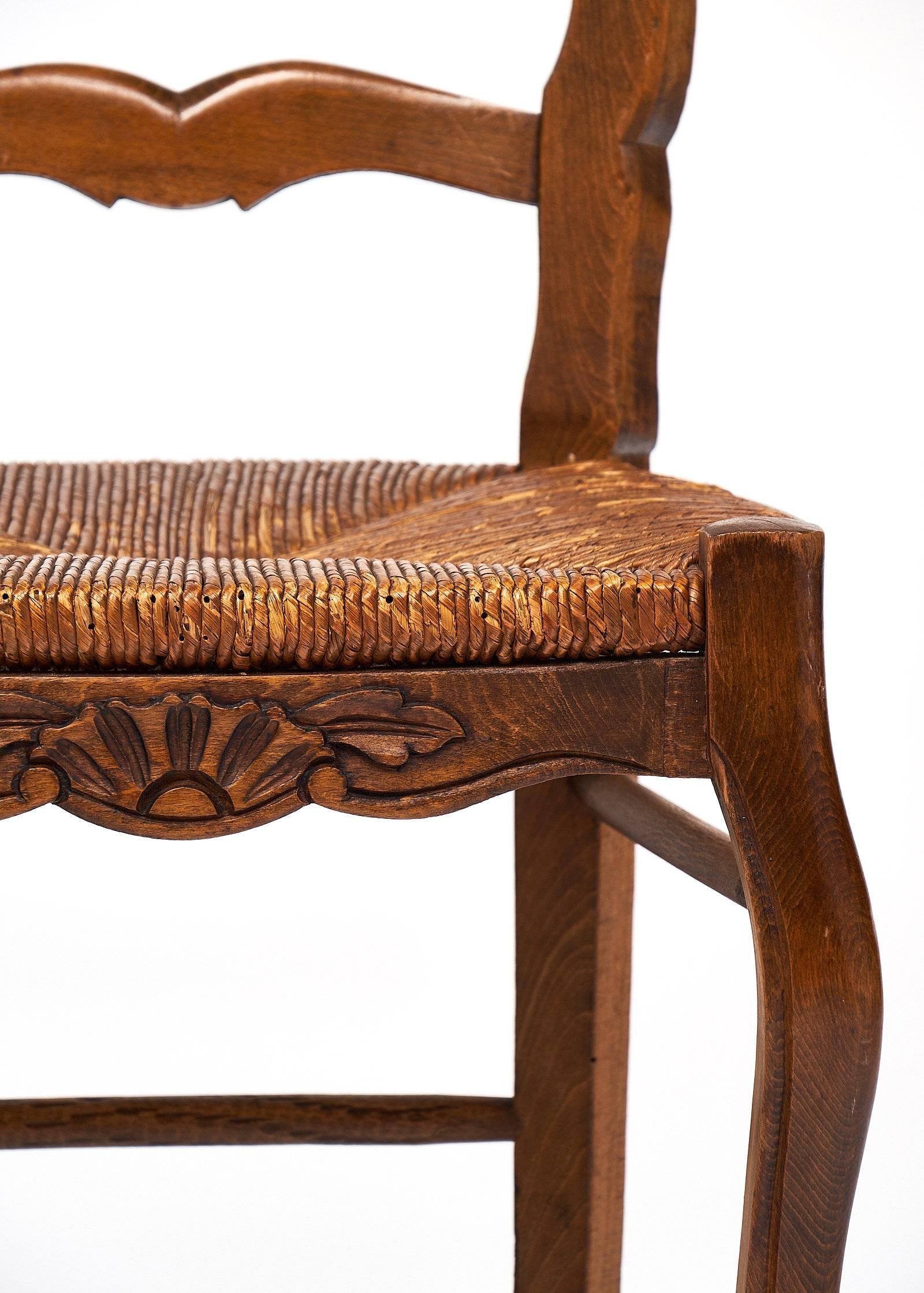 Set of Wicker and Wood French Antique Dining Chairs In Excellent Condition In Austin, TX