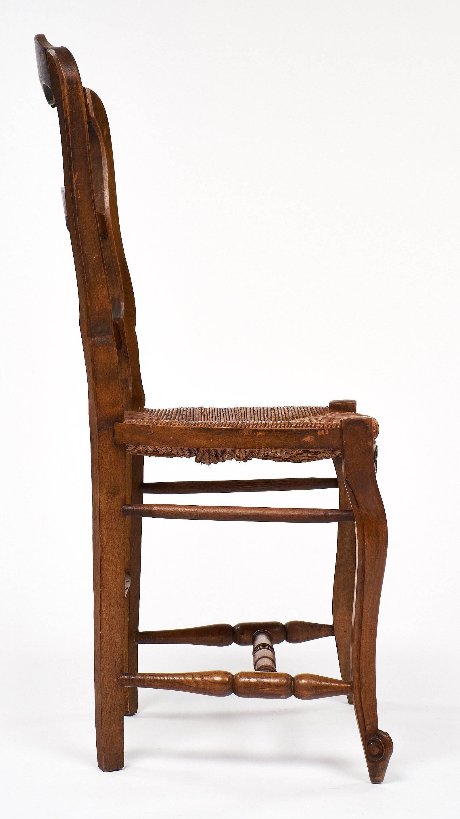 Late 19th Century Set of Wicker and Wood French Antique Dining Chairs