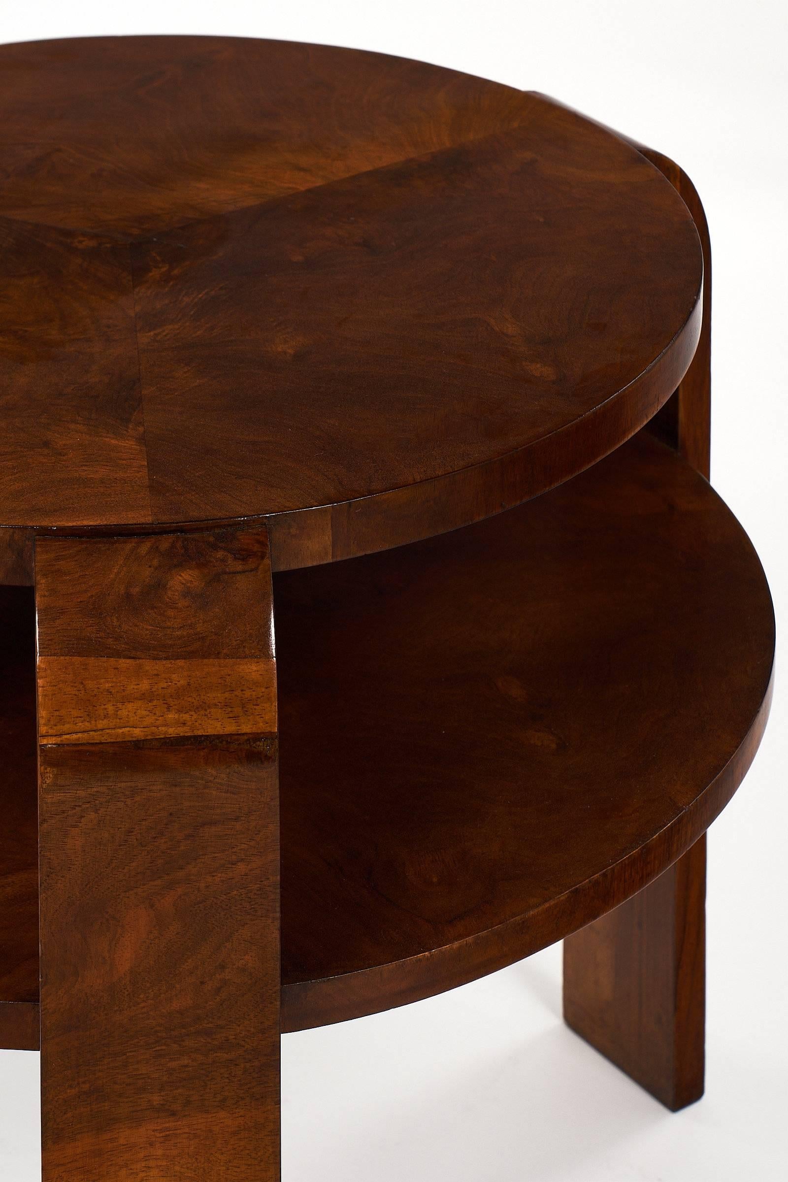 Mid-20th Century Art Deco French Walnut Gueridon