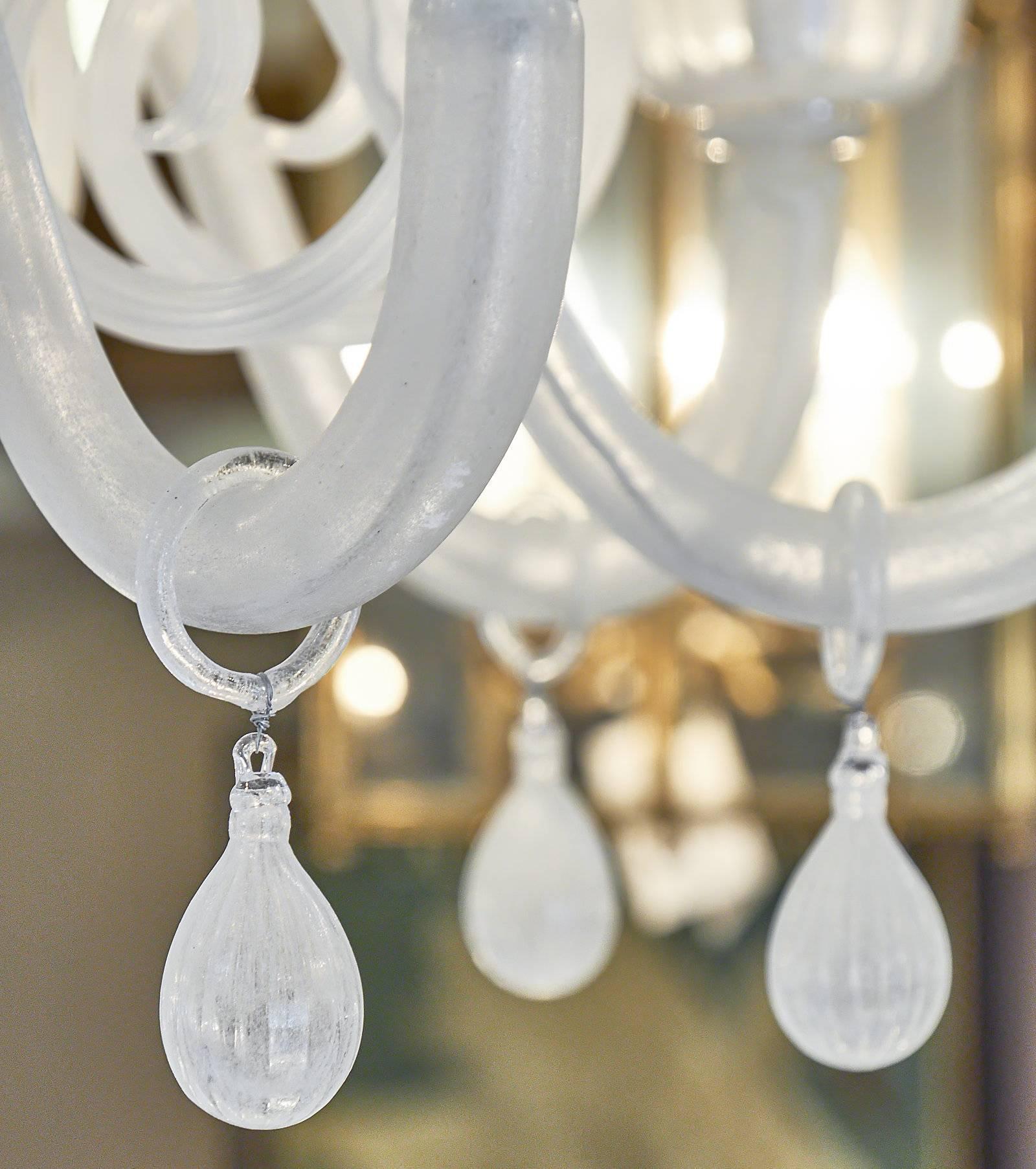 Italian Iridescent Murano Glass Chandelier