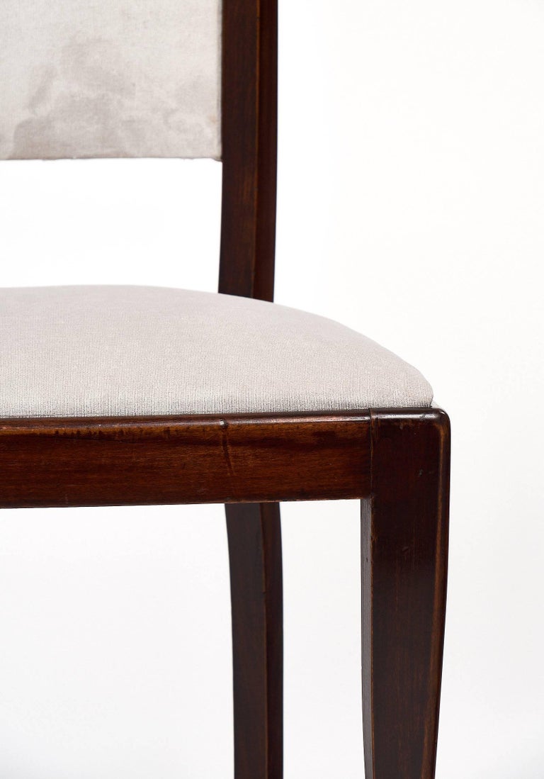 Set of Eight French Art Deco Velvet Dining Chairs at 1stDibs