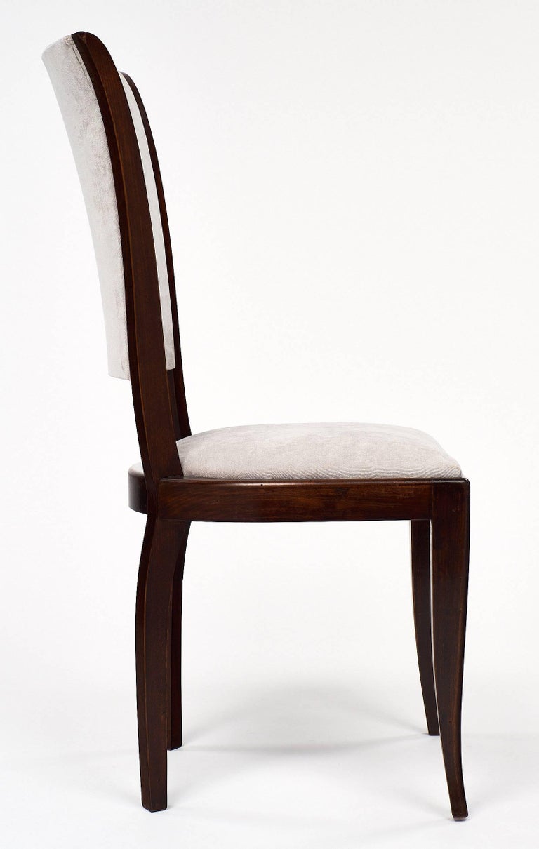 Set of Eight French Art Deco Velvet Dining Chairs at 1stDibs