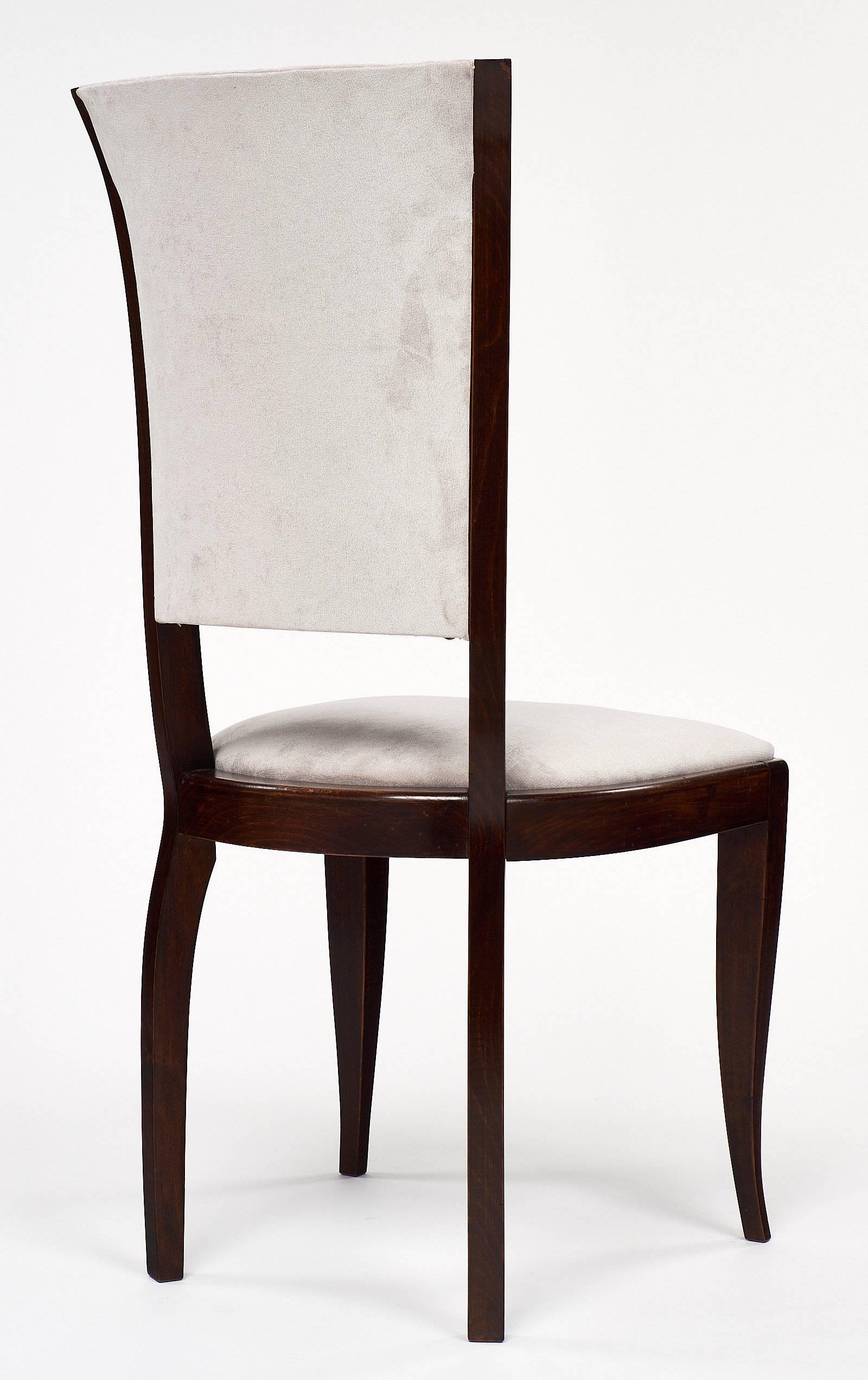 Set of Eight French Art Deco Velvet Dining Chairs 4