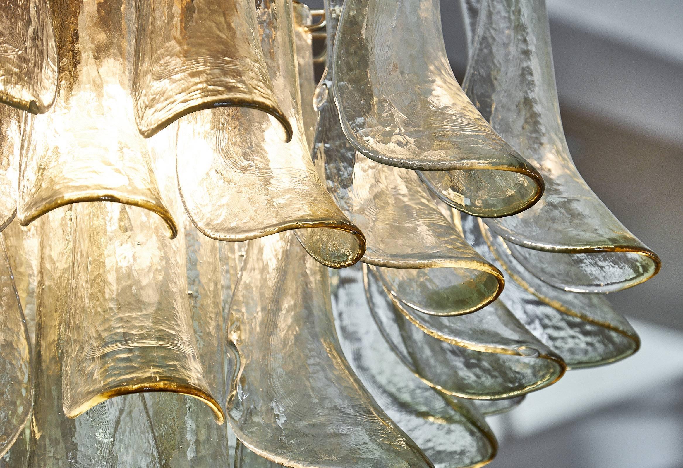 Murano Glass Petal Chandelier In Excellent Condition In Austin, TX