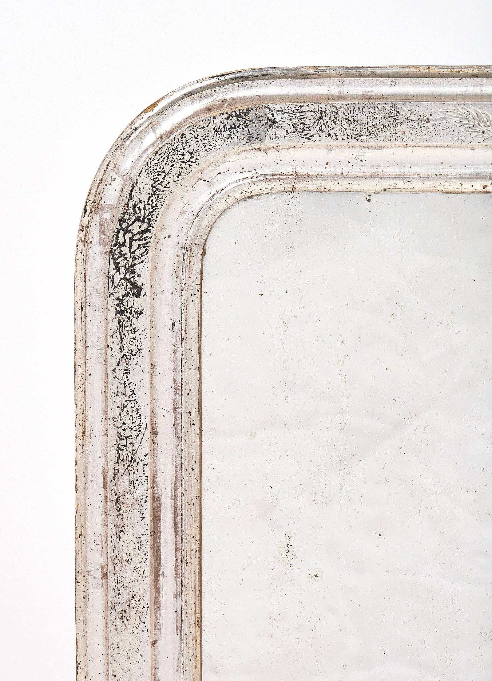 French Louis Philippe 19th Century Silver Leafed Mirror