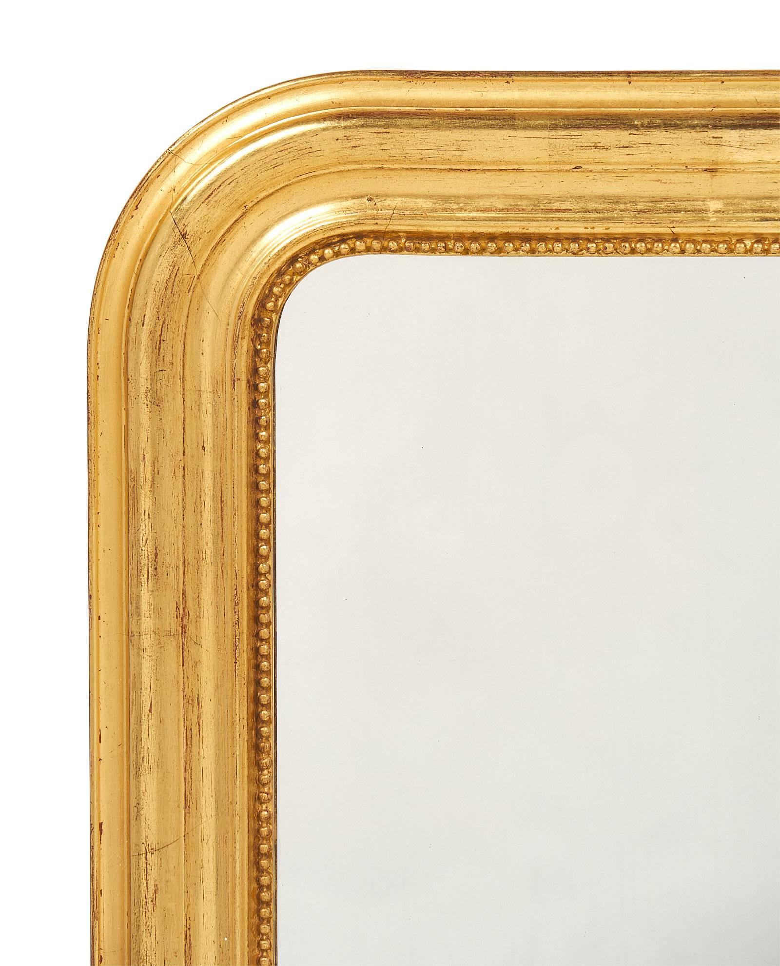 French Small Gold Antique Louis Philippe Mirror