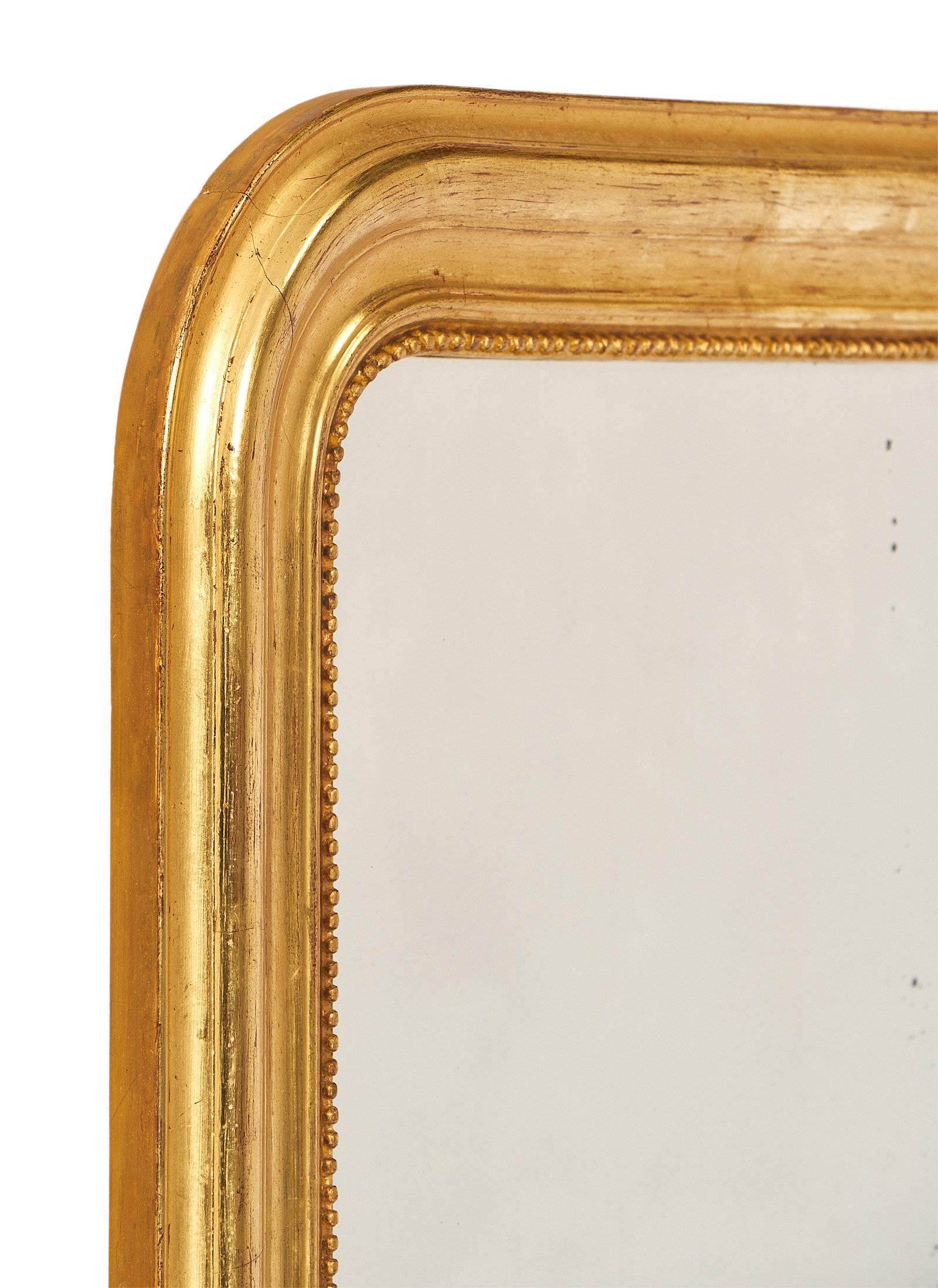 Small Gold Antique Louis Philippe Mirror In Excellent Condition In Austin, TX