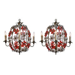 Pair of Vintage Cage Chandeliers