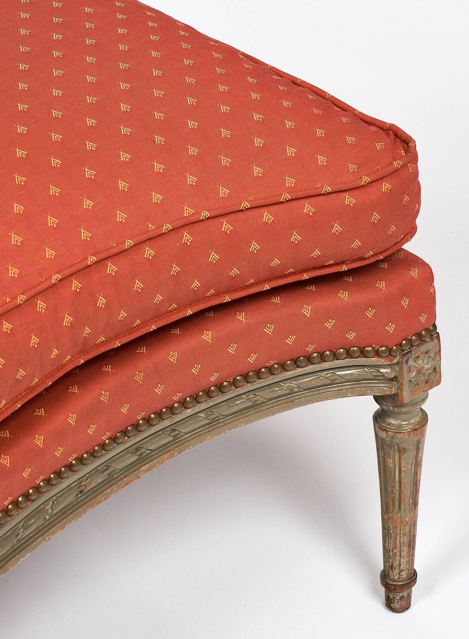 Louis XVI Style French Antique Bergère and Ottoman 2