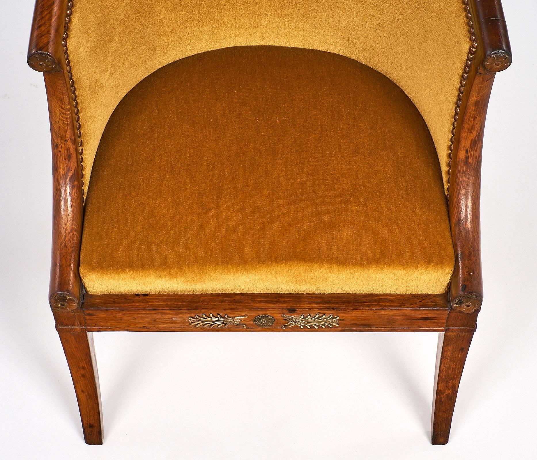 French Antique Empire Style Barrel Chairs In Good Condition In Austin, TX