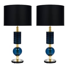 Murano Glass Modernist Blue Lamps