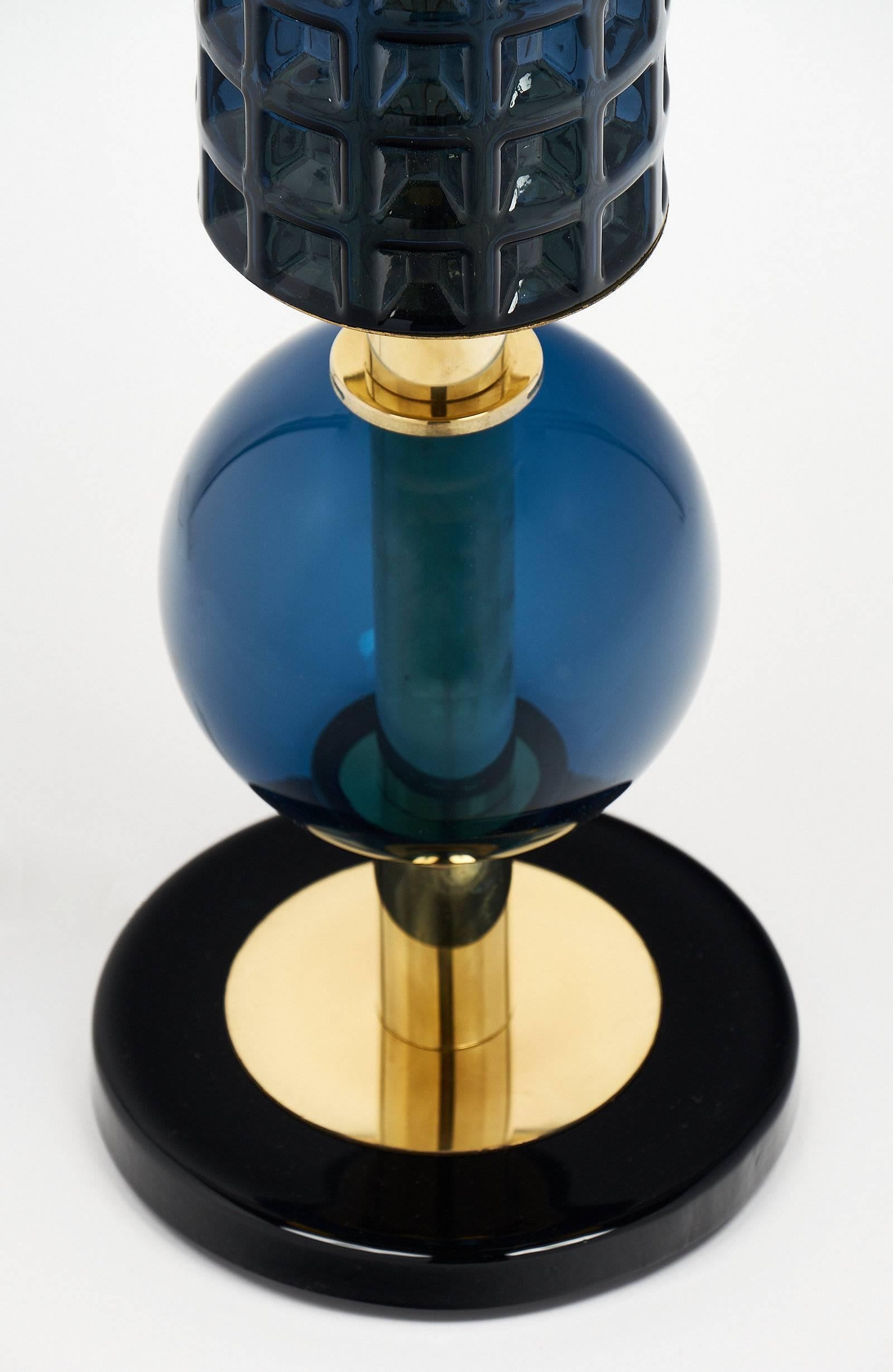 Murano Glass Modernist Blue Lamps 3