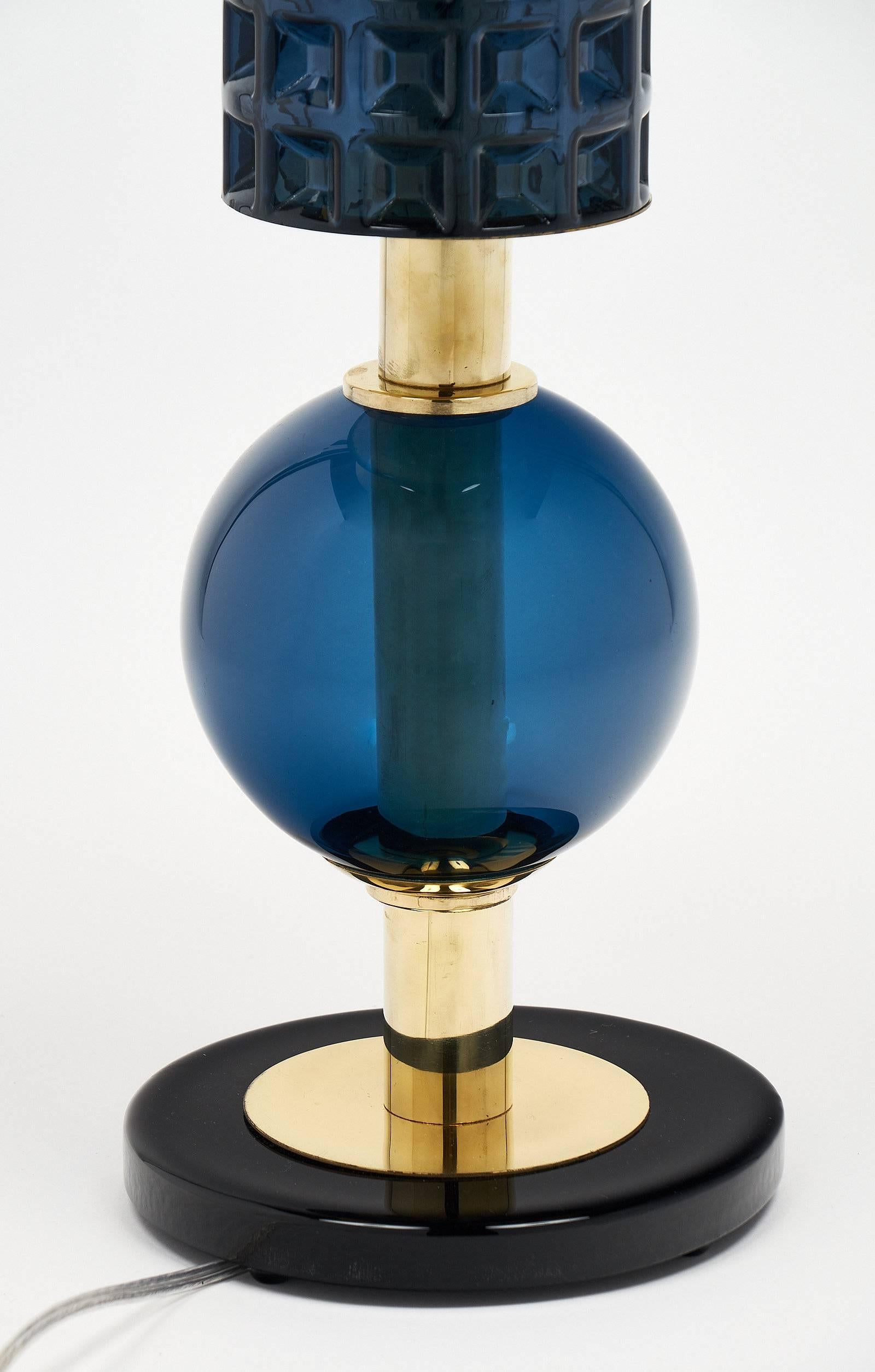 Murano Glass Modernist Blue Lamps 5