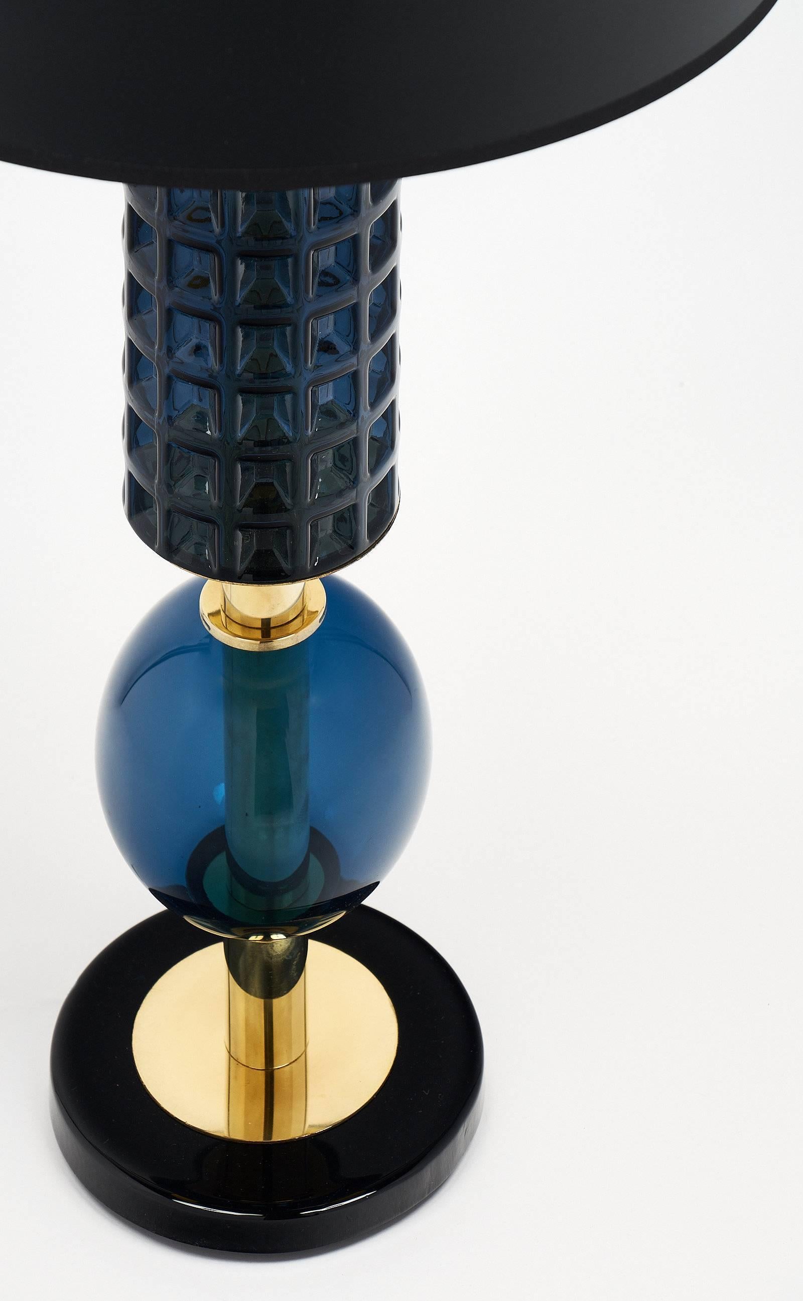 Murano Glass Modernist Blue Lamps 4