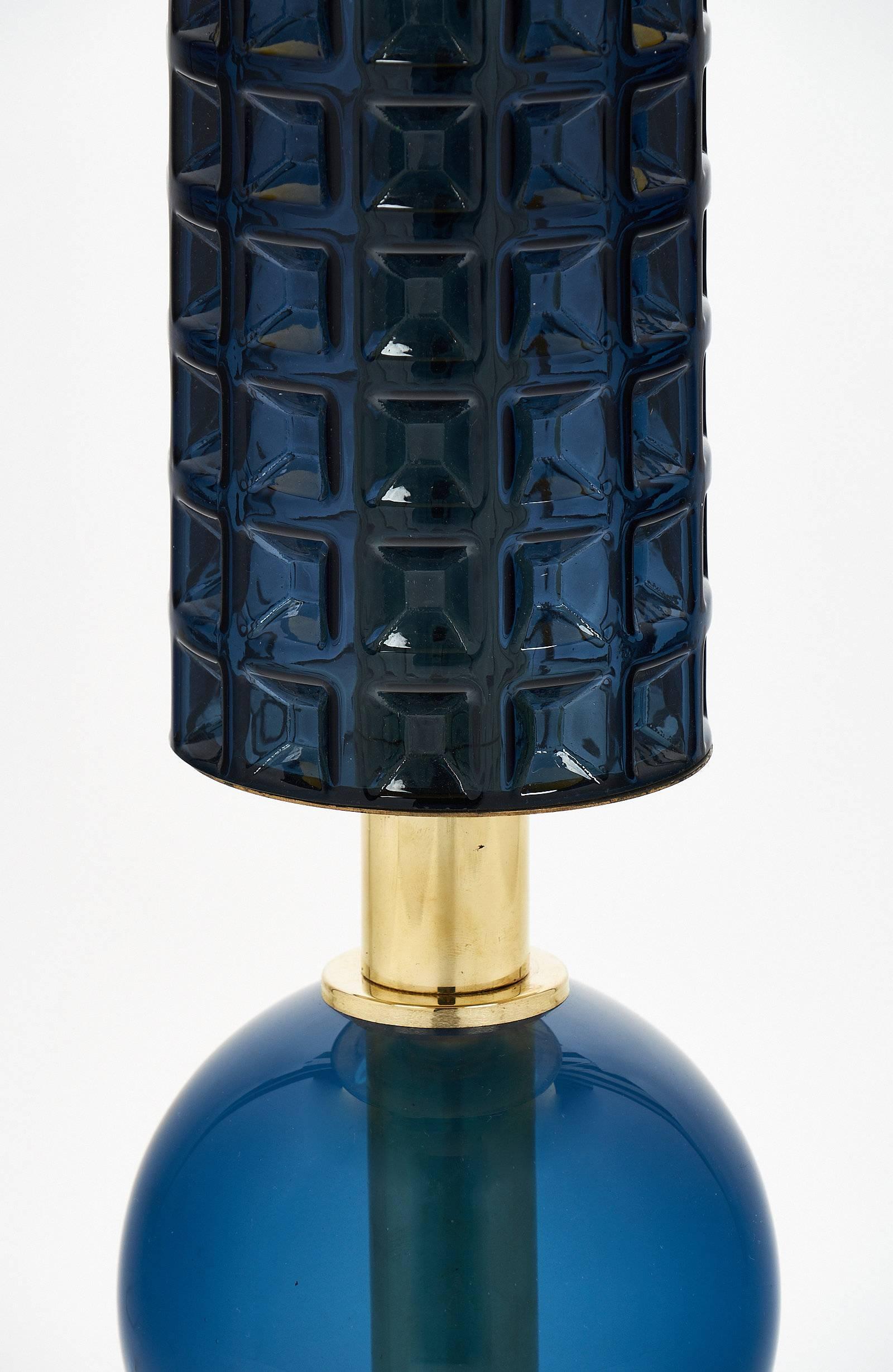 Murano Glass Modernist Blue Lamps 2