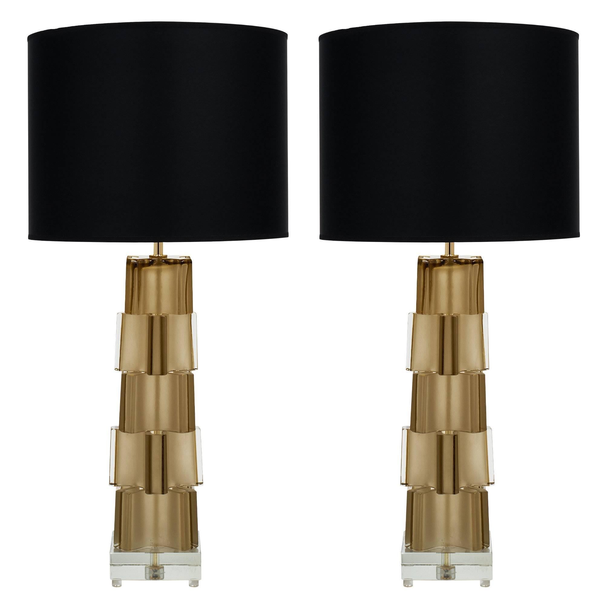 Lampes de table en verre de Murano géométriques