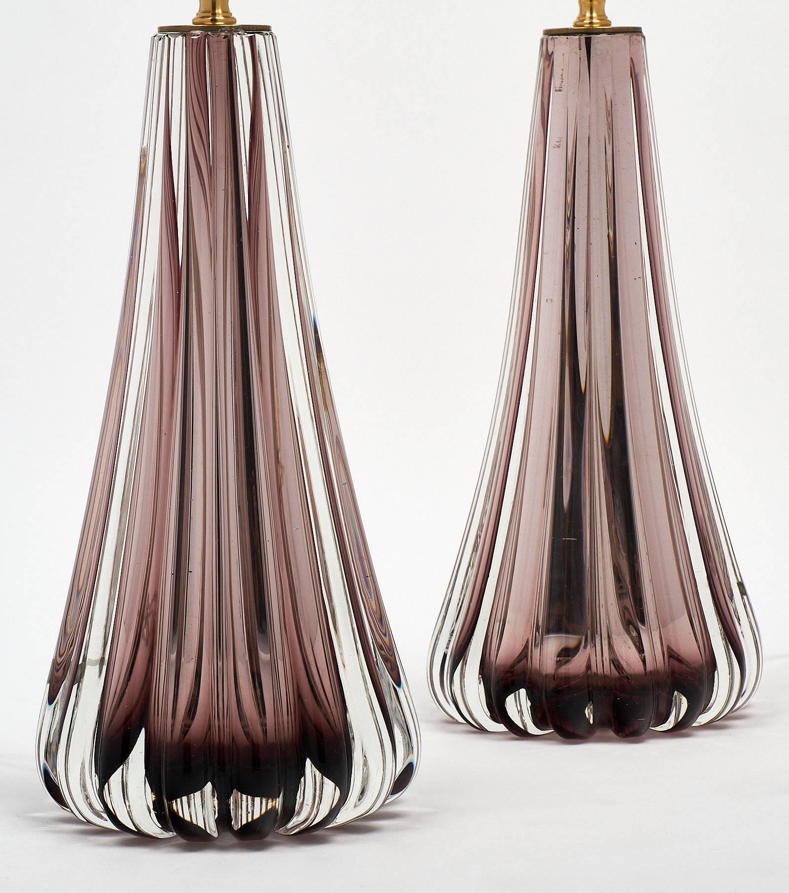 Mid-Century Modern Murano Glass Amethyst Lamps For Sale