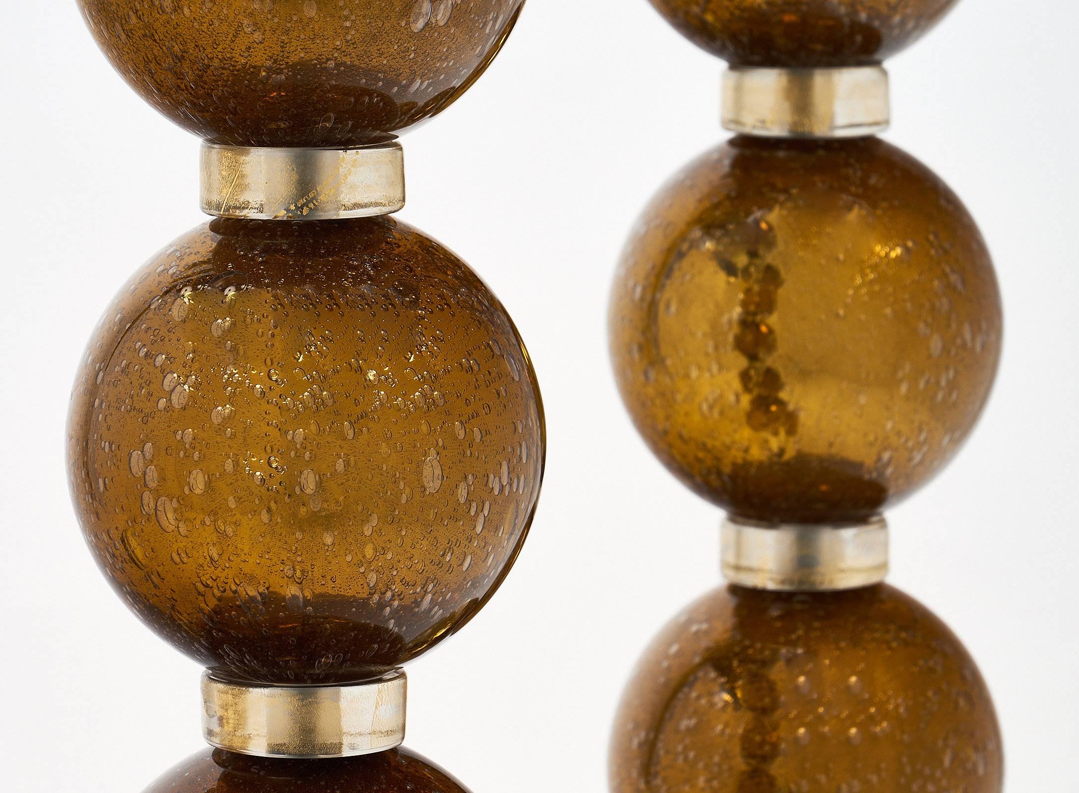 XXIe siècle et contemporain Lampes Pulegoso feuille d'or en verre de Murano en vente