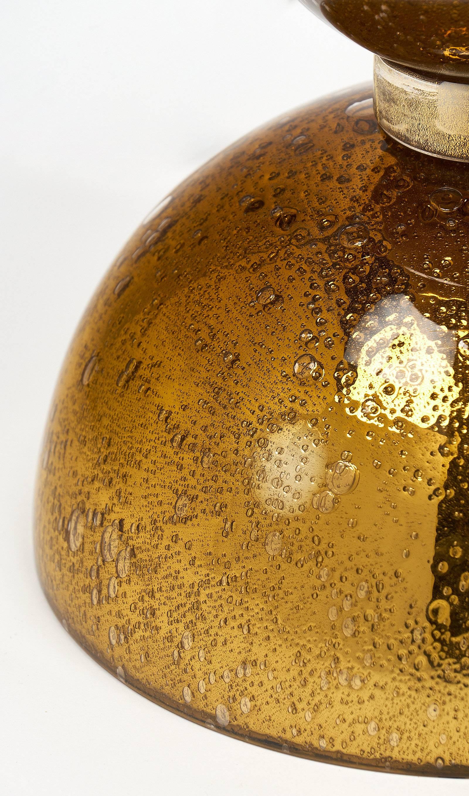 Verre de Murano Lampes Pulegoso feuille d'or en verre de Murano en vente