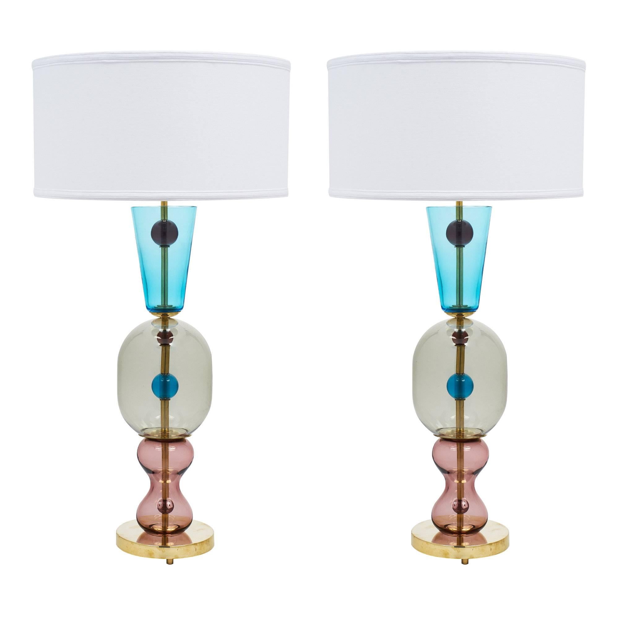Murano Glass Lamps in the Style of Ettore Sottsass
