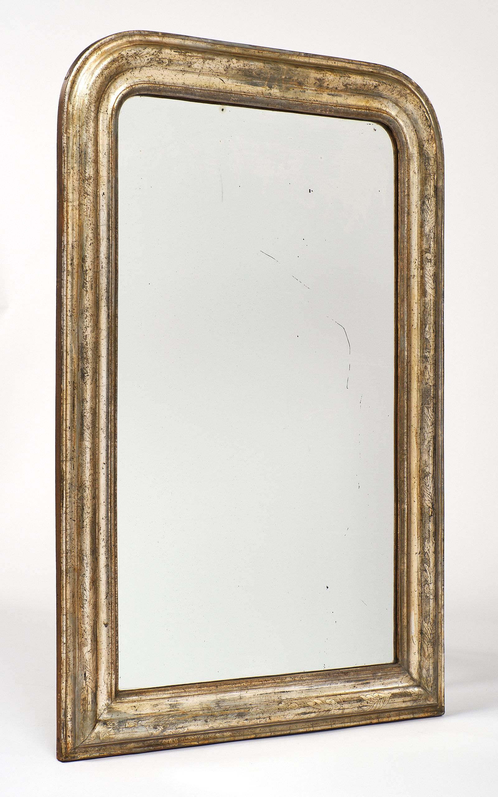 silver leafing wall mirror
