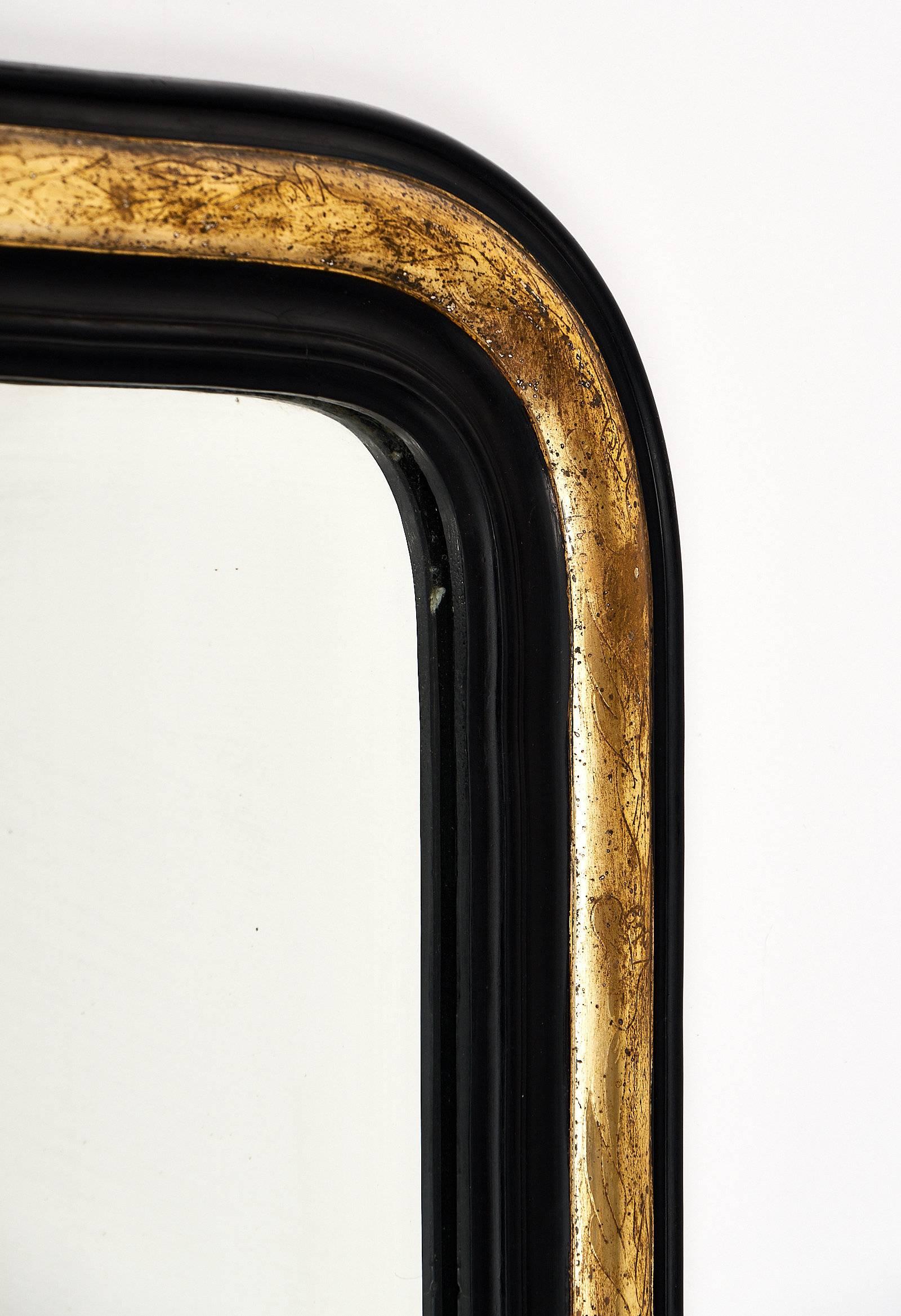 Late 19th Century Black and Gold Napoleon III Period Mirror