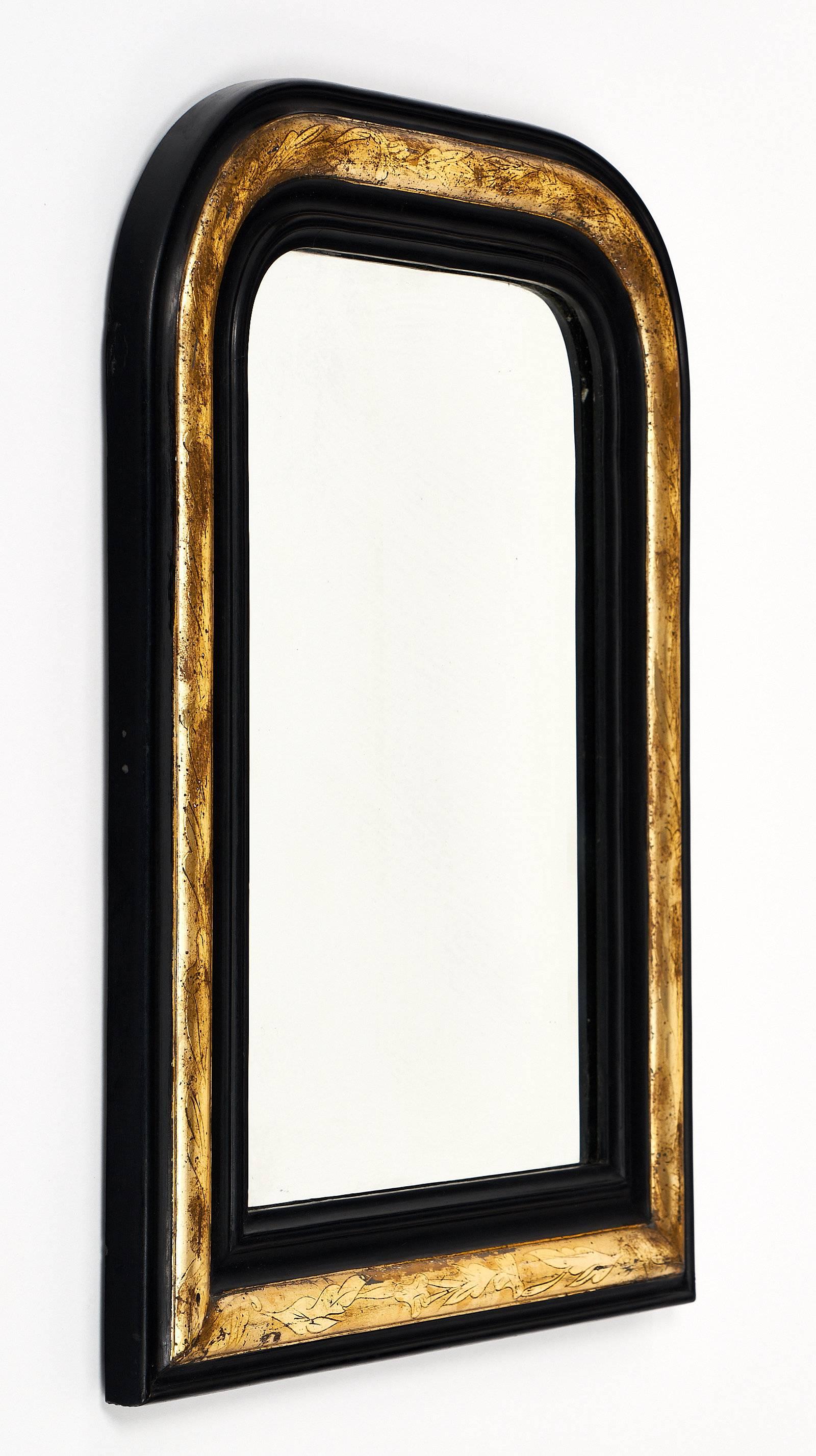 French Black and Gold Napoleon III Period Mirror
