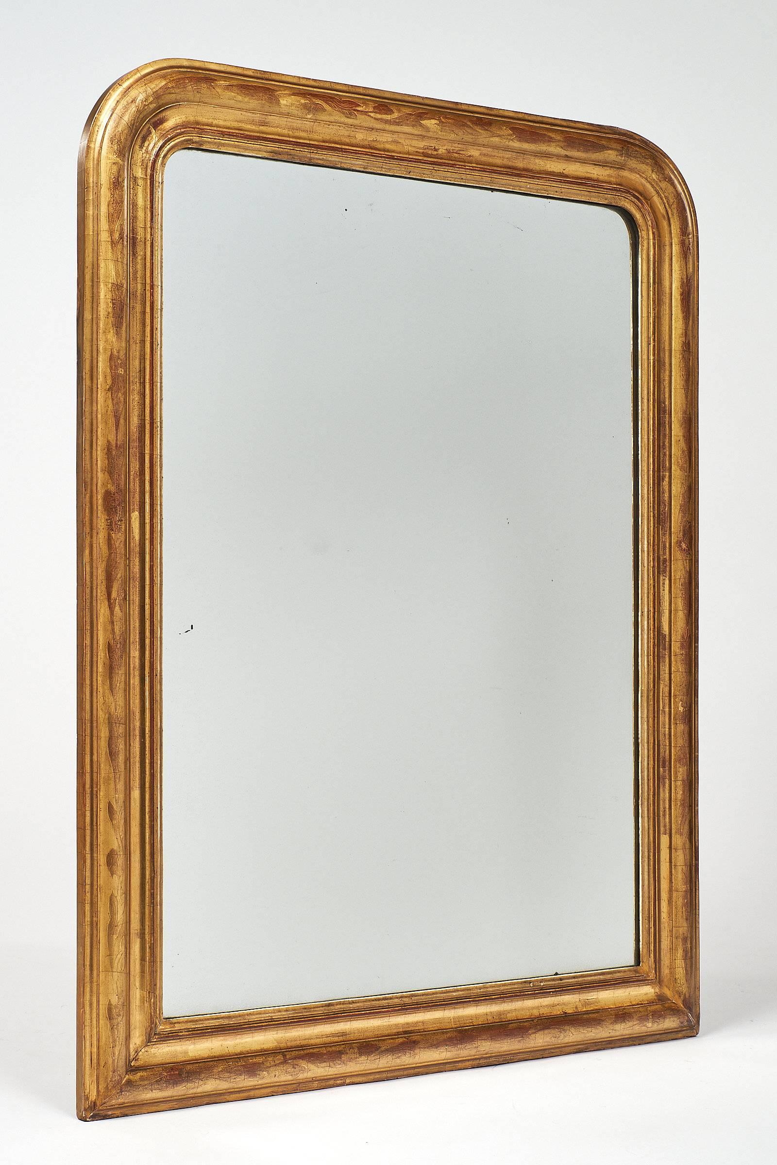 French Antique Gold-Leaf Louis Philippe Mirror