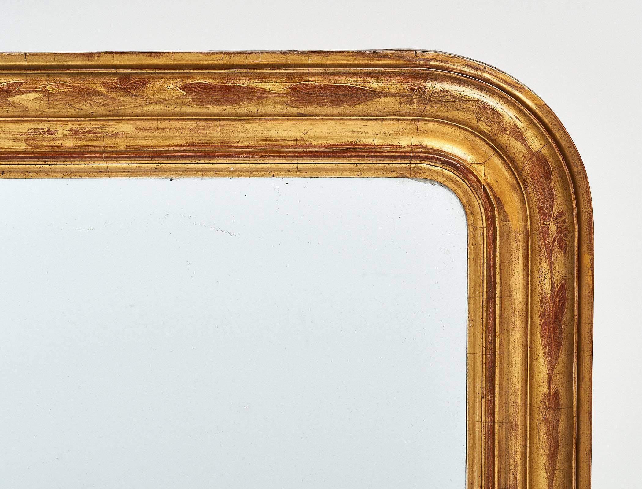 Mid-19th Century Antique Gold-Leaf Louis Philippe Mirror