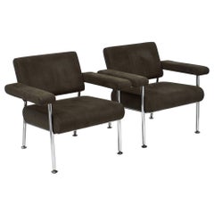 Chrome and Ultrasuede Vintage Modernist Armchairs